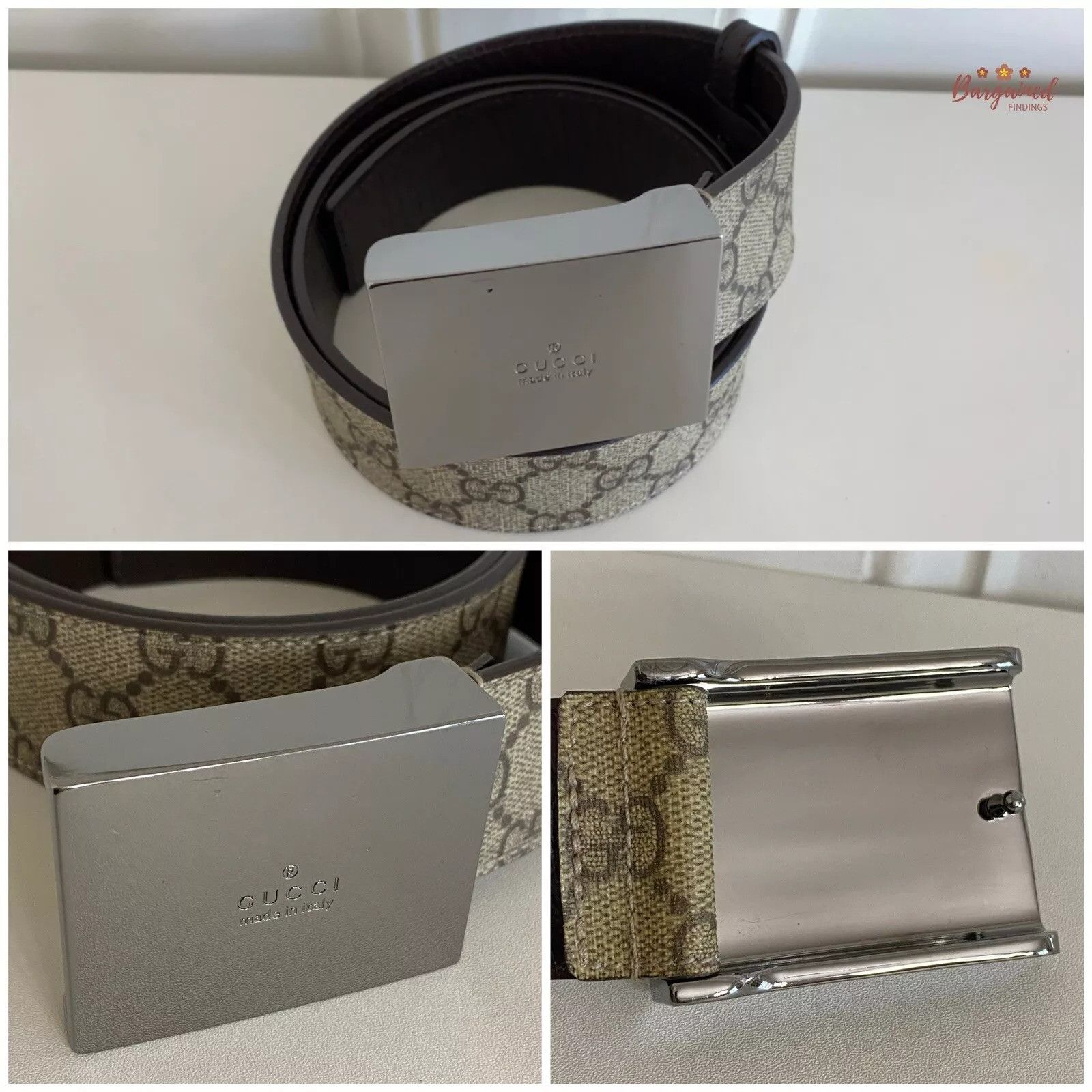 Gucci Gucci GG Plus Monogram Canvas Silver Square Buckle Belt Size 30 - 2 Thumbnail
