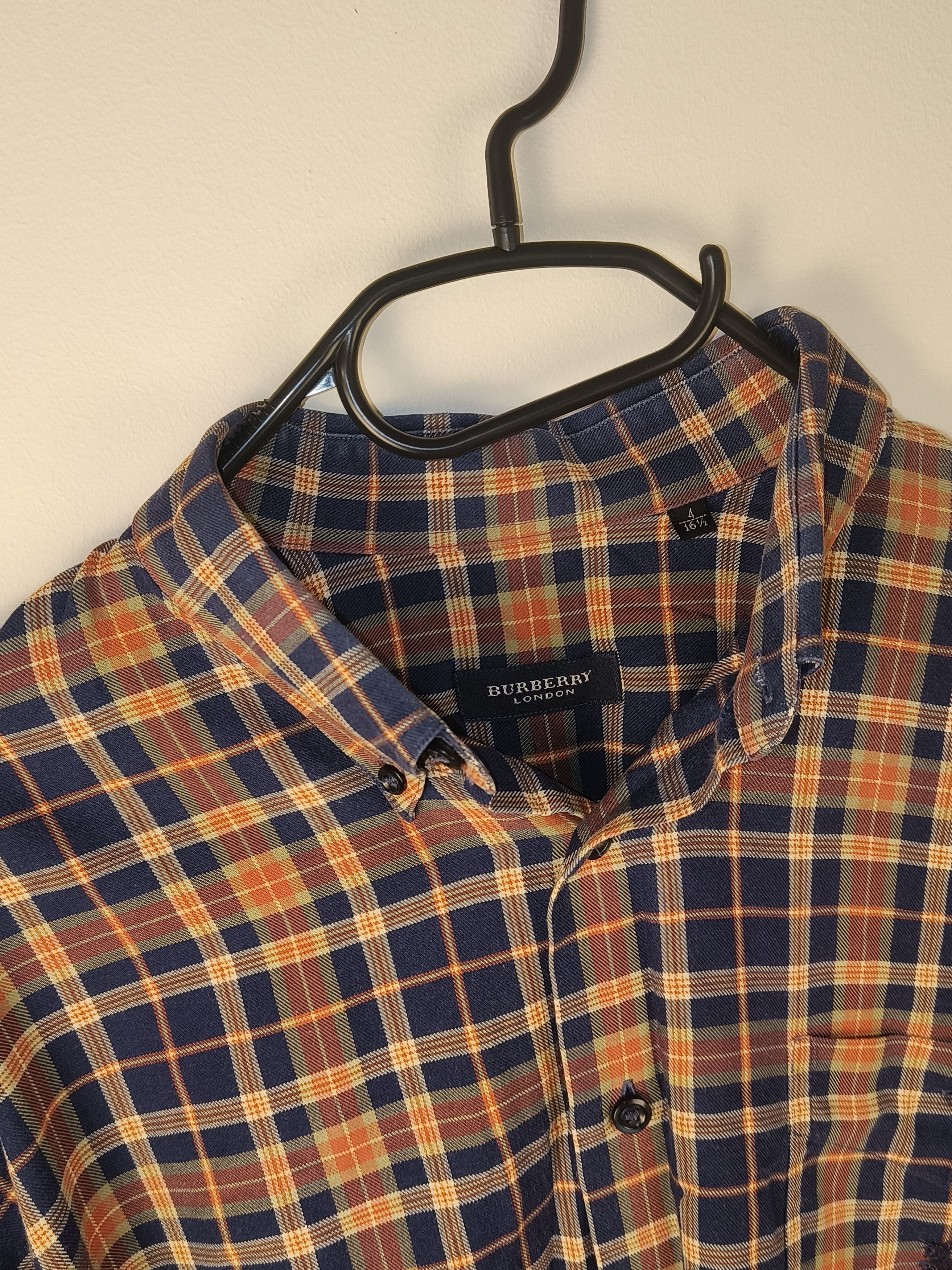 Burberry Burberry New Sussex-E Navy & Camel Check Cotton Shirt Size US L / EU 52-54 / 3 - 3 Thumbnail