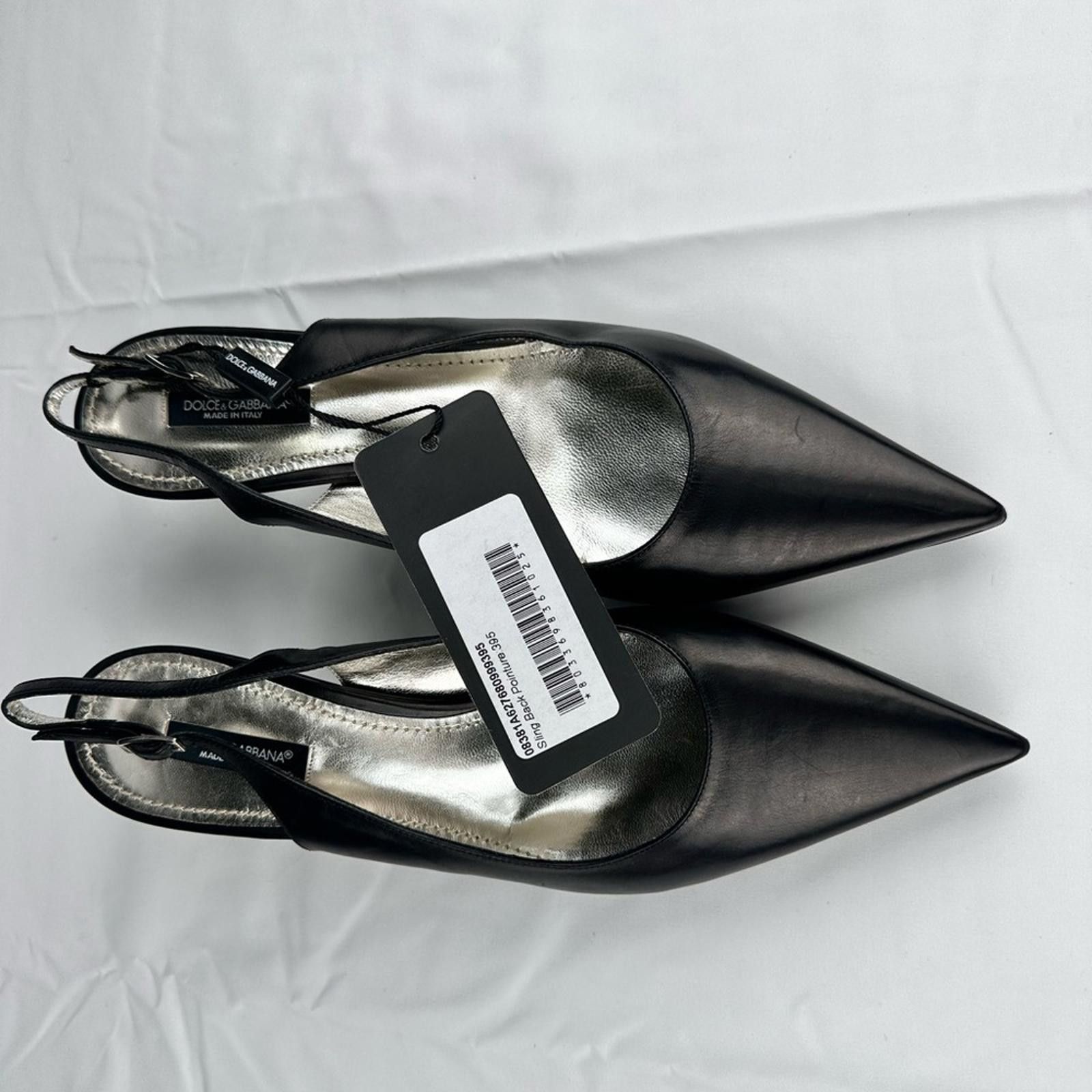 Dolce & Gabbana Vero Cuoio Black Leather Slingback Pumps New EU 39.5 Size US 9 / IT 39 - 6 Thumbnail