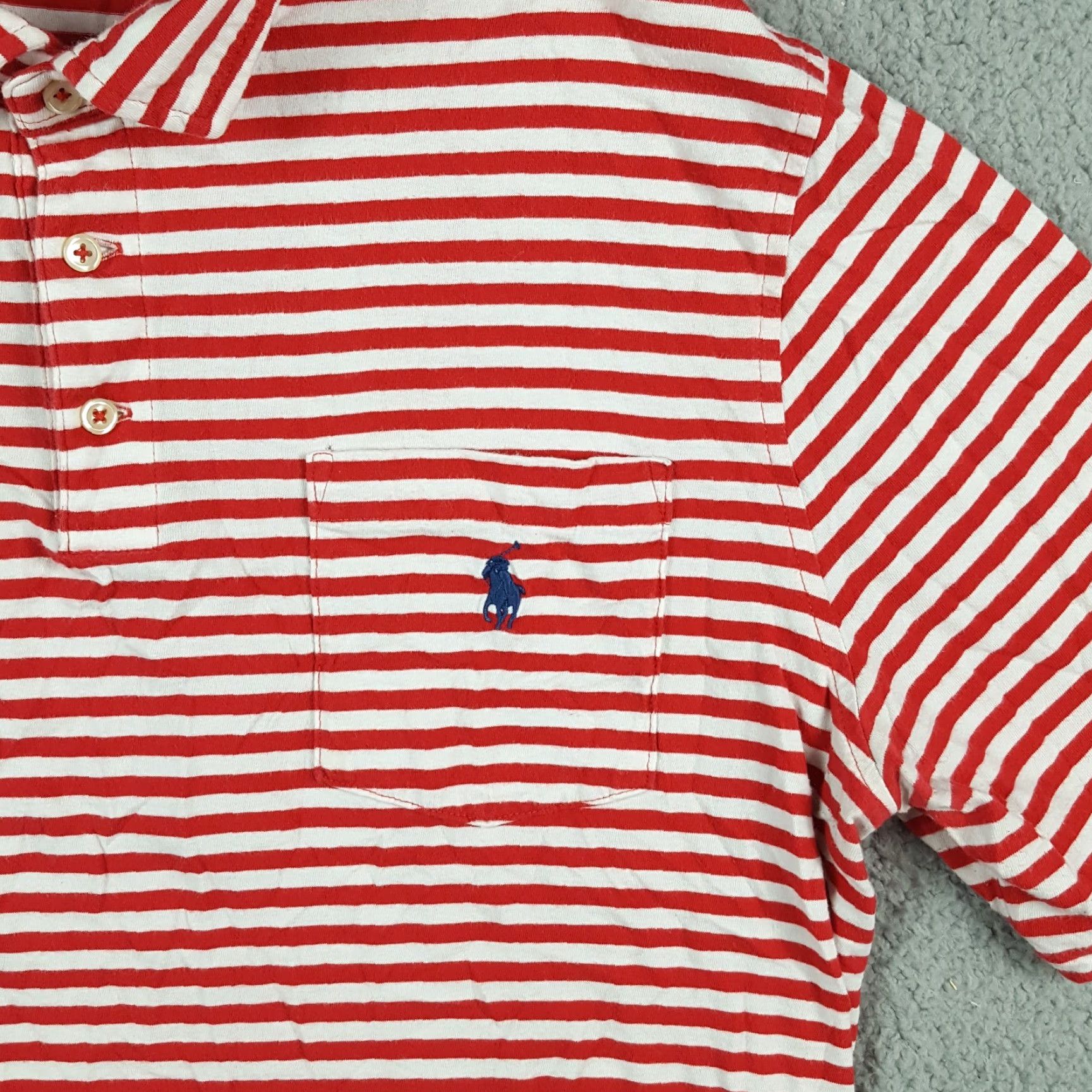 Polo Ralph Lauren Vintage Polo Ralph Lauren Men's Polo Shirt L Red Striped Pony Logo Preppy 90s Surf Grunge Size US L / EU 52-54 / 3 - 3 Thumbnail