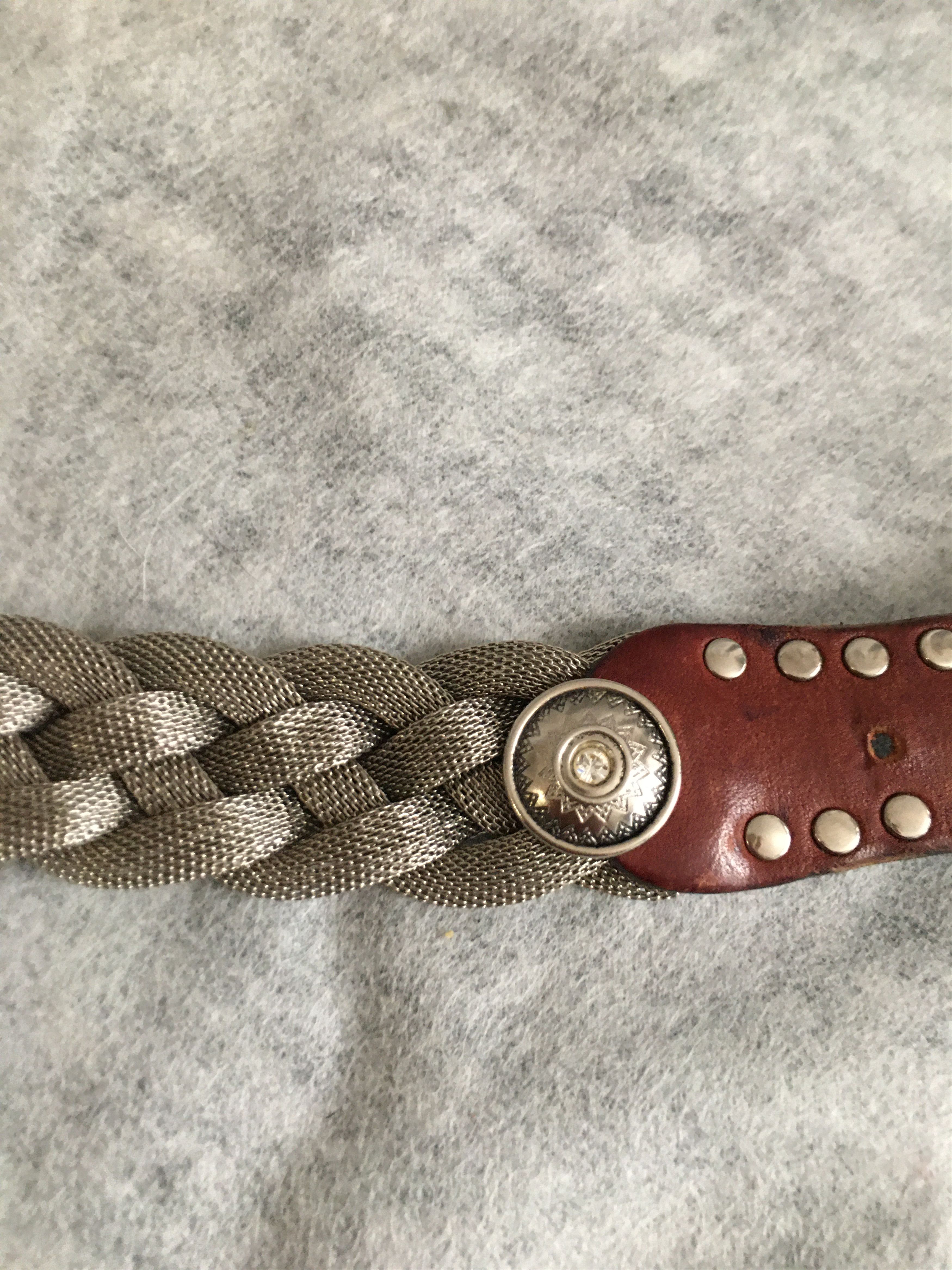 Other MANNI Italy Belt Leather Braided Metal Studs Size 36 Size ONE SIZE - 11 Thumbnail