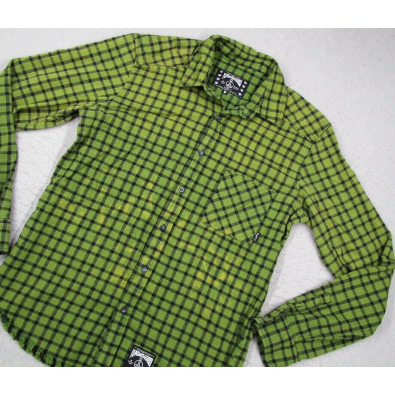 Vintage Flatbush Zombies Shirt Mens Medium Green Check Flannel Button Up Long Sleeve Size US M / EU 48-50 / 2 - 2 Thumbnail