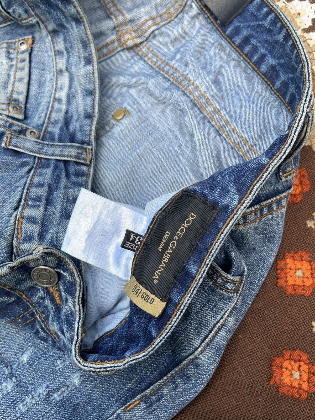 Dolce & Gabbana Vintage Dolce & Gabbana 14 Gold Distressed Denim Style Jeans Size US 34 / EU 50 - 8 Thumbnail