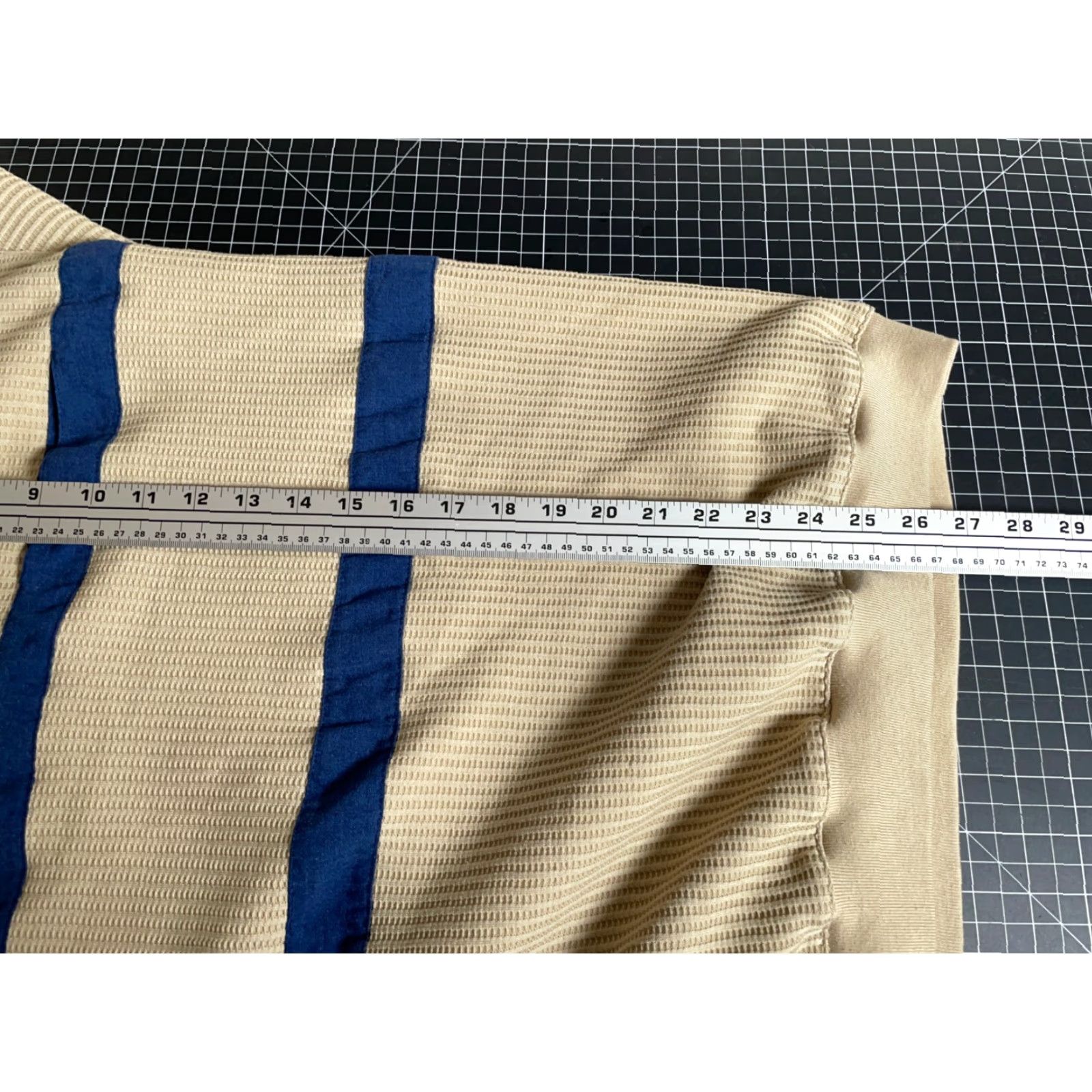 Vintage Envoy Polo Shirt Shirt Adult Large Beige 90s Retro Waffle Knit Long Sleeve Blue Panel Trim Vintage Mens Size US L / EU 52-54 / 3 - 6 Thumbnail