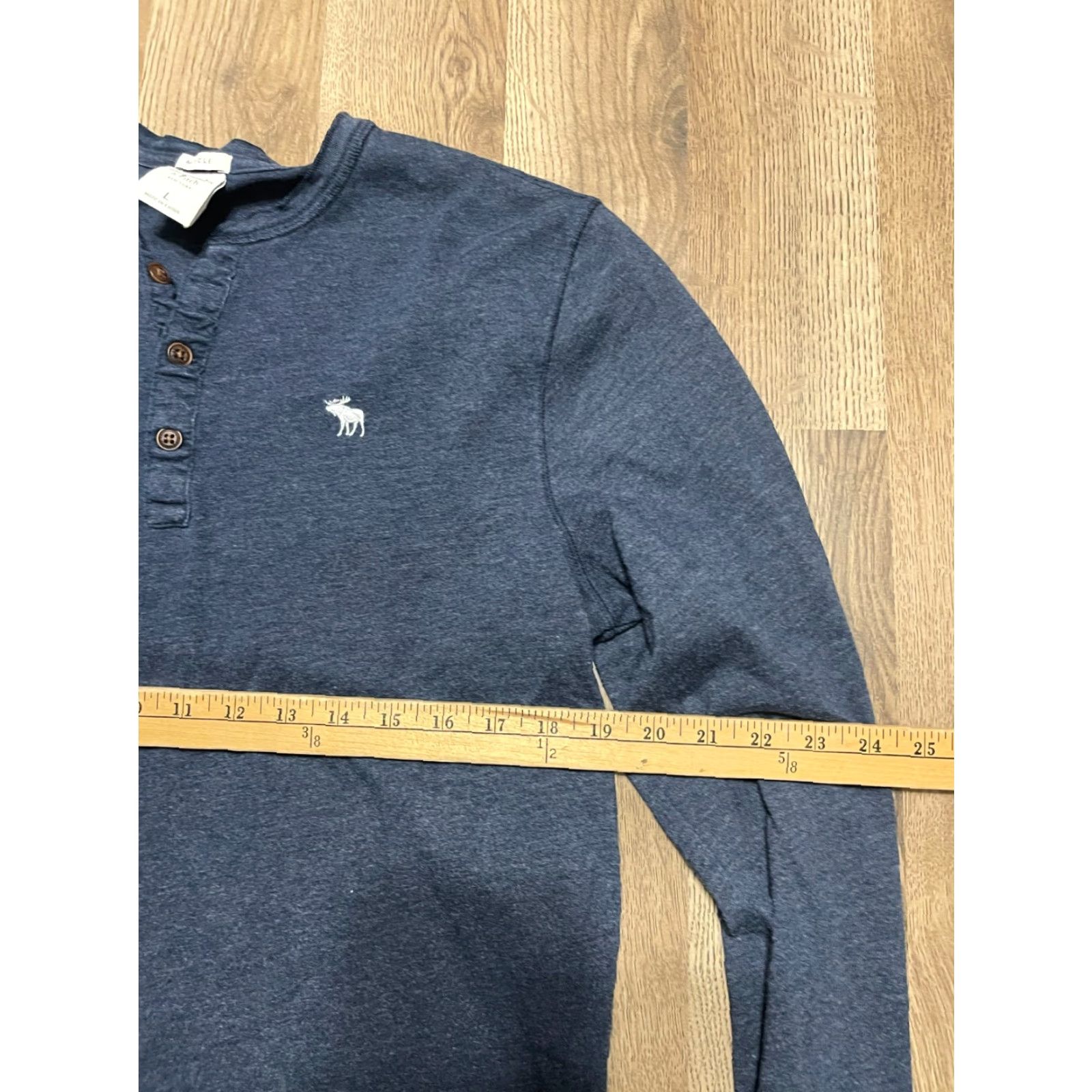 Abercrombie & Fitch Abercrombie & Fitch Shirt Men Large Blue Long Sleeve 1/4 Buttons T-Shirt Regular PullOver Casual Vintage Nein Size L / US 10 / IT 46 - 6 Thumbnail