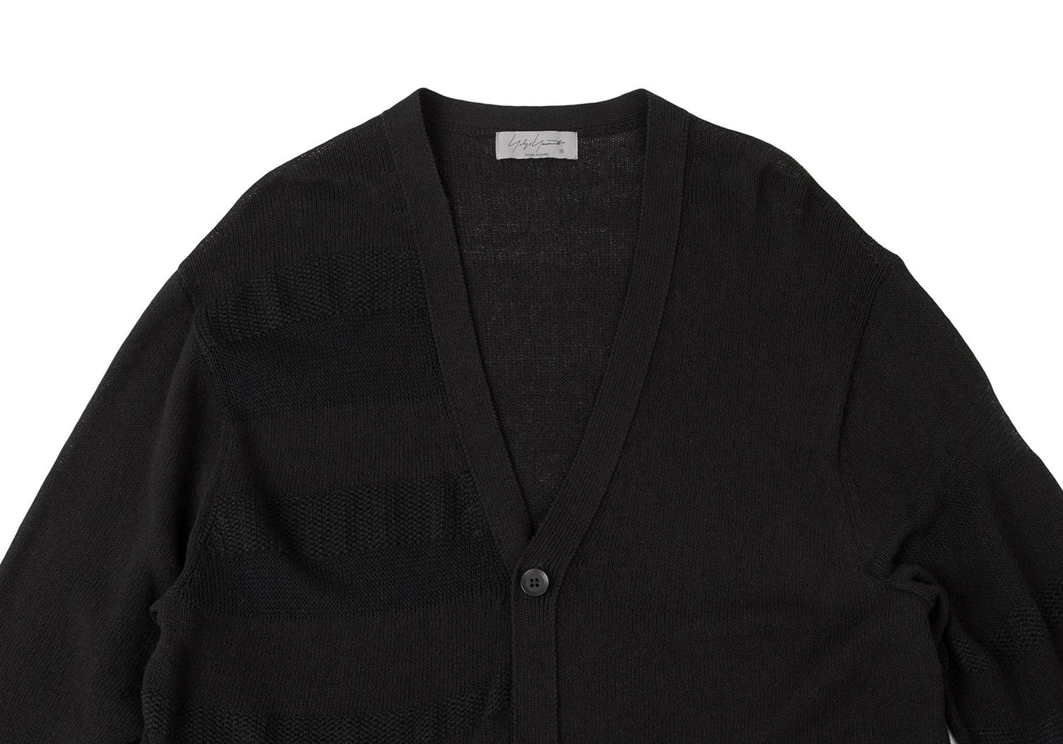 Yohji Yamamoto Yohji Yamamoto Cotton Striped Knit Cardigan Black Size 3 Size US L / EU 52-54 / 3 - 2 Thumbnail