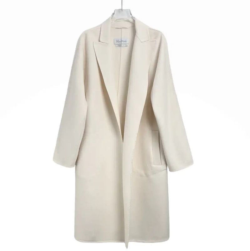 Max Mara MaxMara White Wool Women's Coat 0089 Size M / US 6-8 / IT 42-44 - 1 Thumbnail