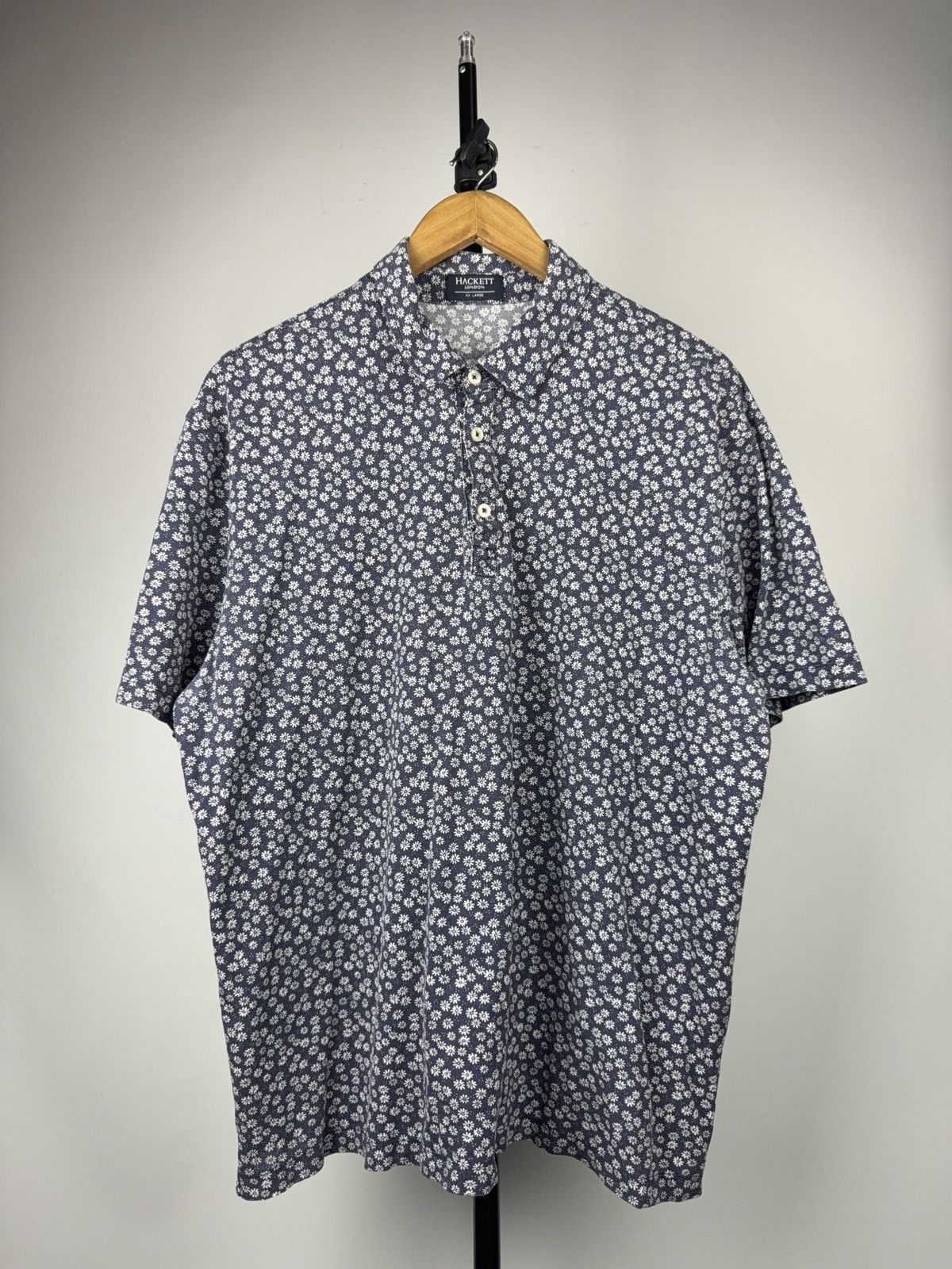 Hackett 00s Luxury Hackett London Floral Print Faded Polo Shirt Navy Size US XL / EU 56 / 4 - 1 Thumbnail