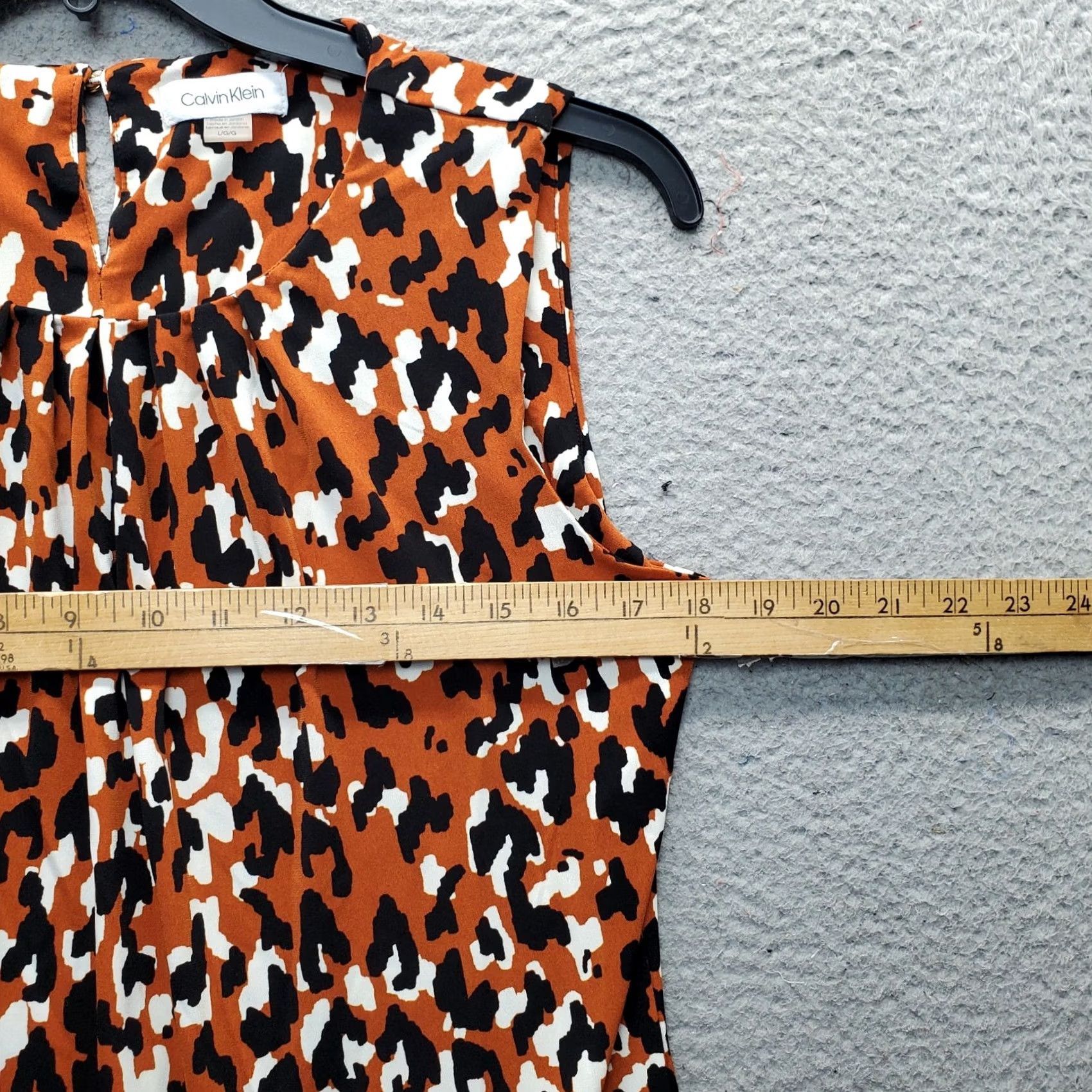 Calvin Klein Calvin Klein Blouse Top Women's L Multi Leopard Print Pleated Round Neck Casual Shirt Size L / US 10 / IT 46 - 6 Thumbnail