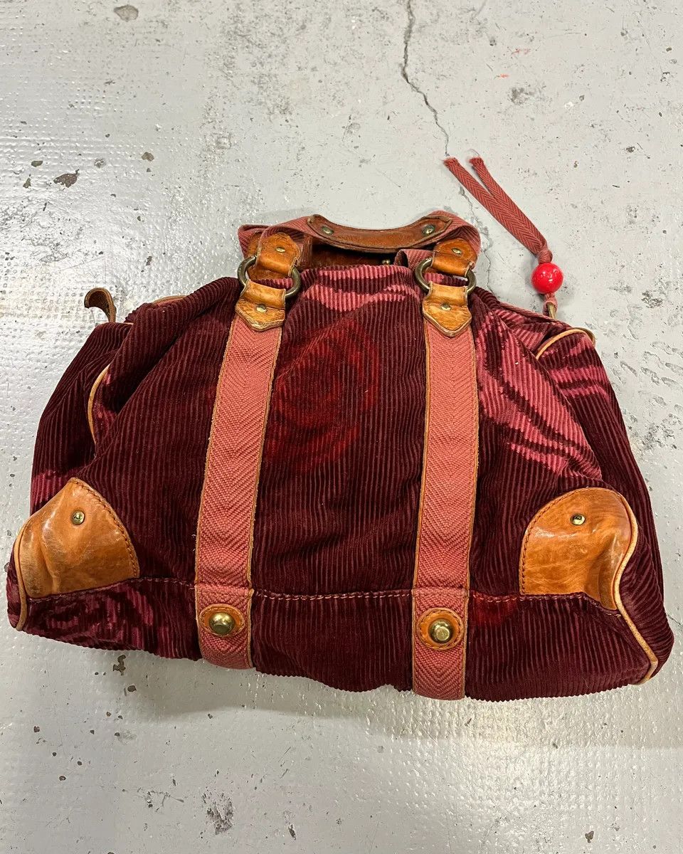 Marc Jacobs Marc Jacobs Burgundy Corduroy Leather Trim Red Handle Bag Size ONE SIZE - 8 Thumbnail