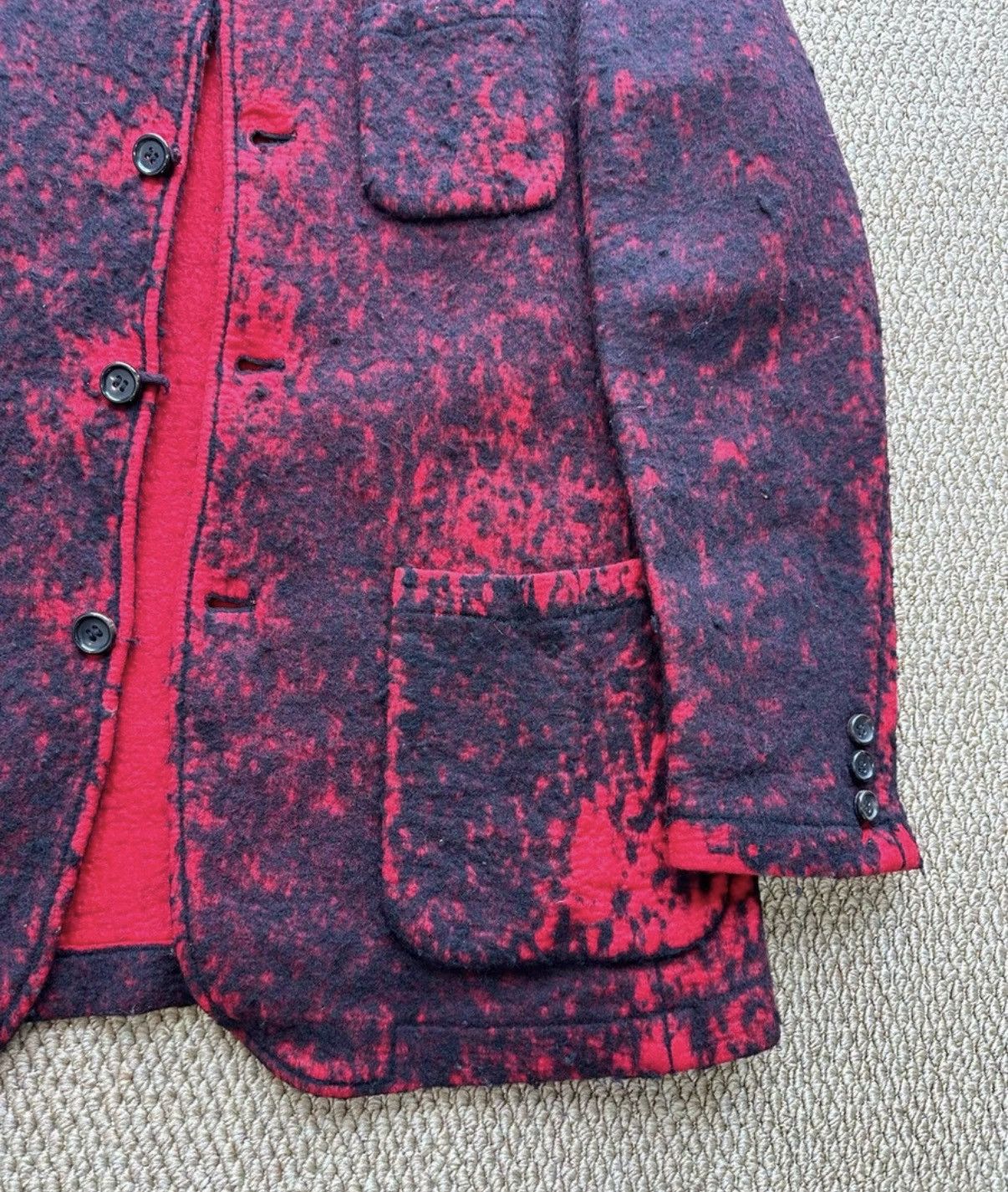 Junya Watanabe Junya Watanabe CDG Red & Black Tie-Dye Wool Jacket K23 Size US M / EU 48-50 / 2 - 3 Thumbnail