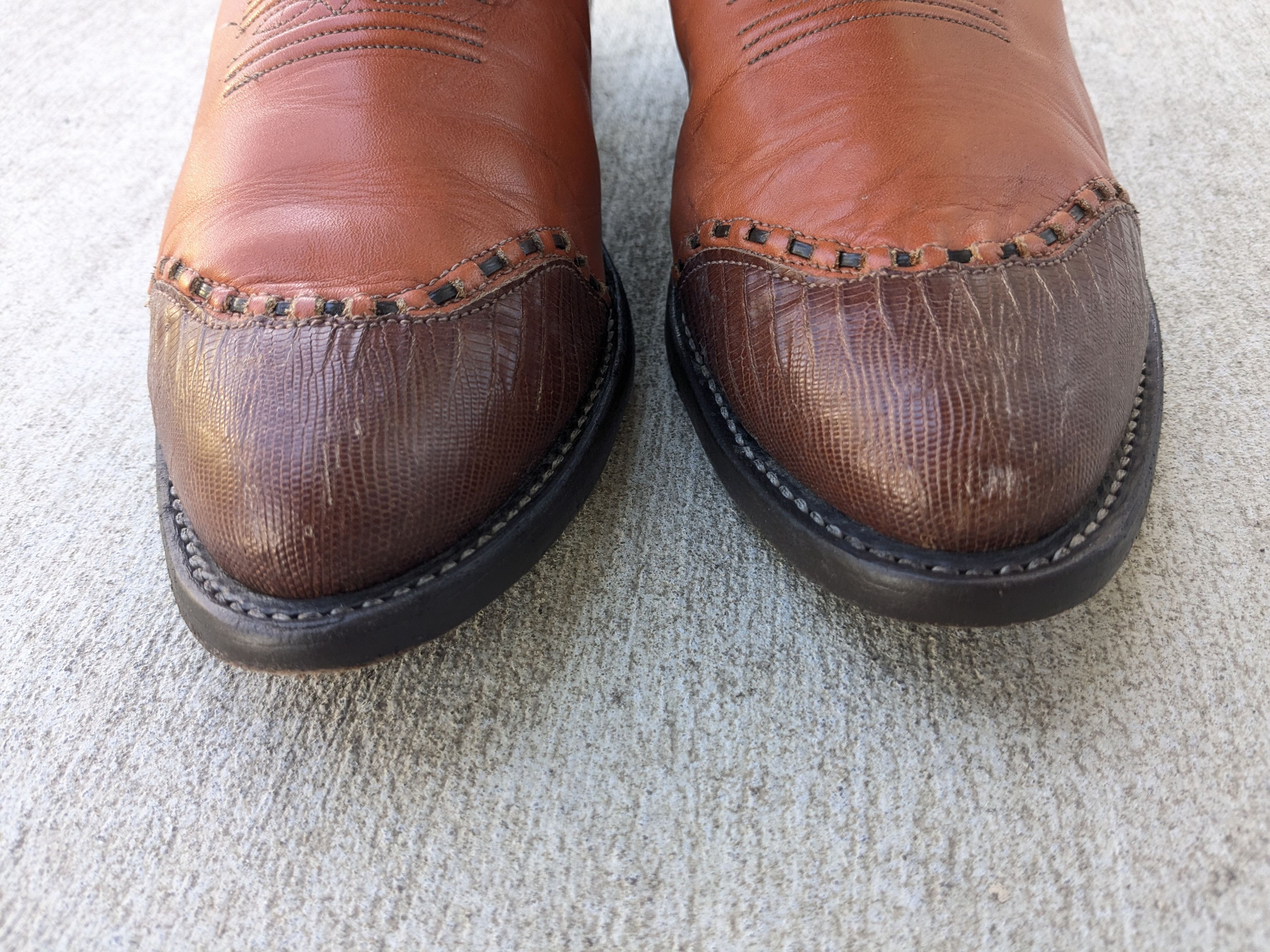 Other Tony Lama Cowboy Boots Lizard Brown 9.5 D Botas USA Size US 9.5 / EU 42-43 - 2 Thumbnail