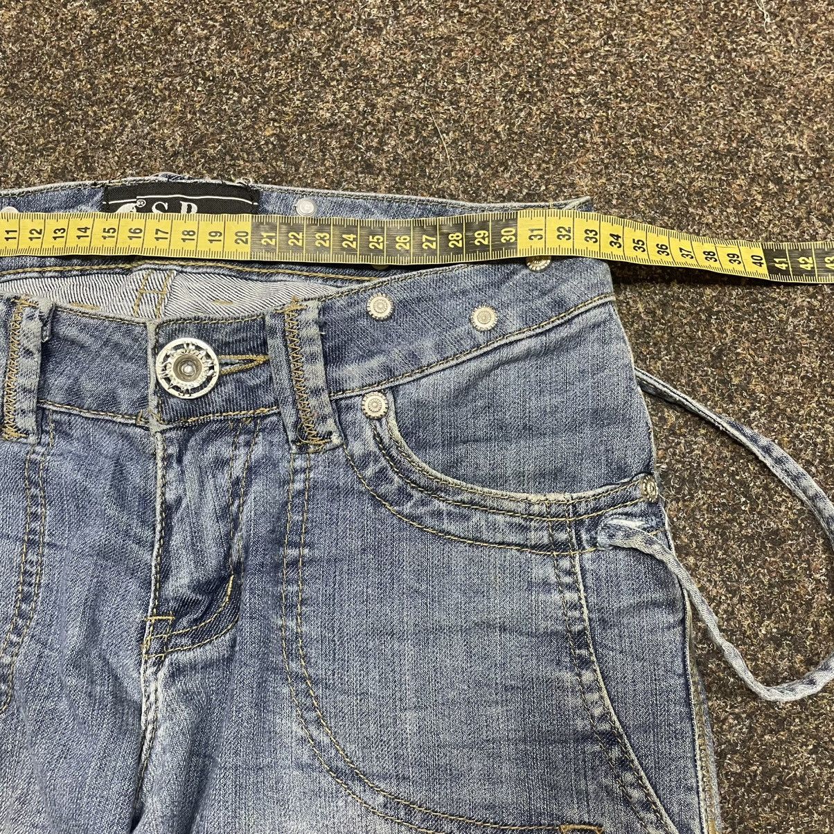 Vintage Y2K Baggy Cargo Denim Jeans Faded Blue Distressed W34 Grunge Size 28" / US 6 / IT 42 - 7 Thumbnail