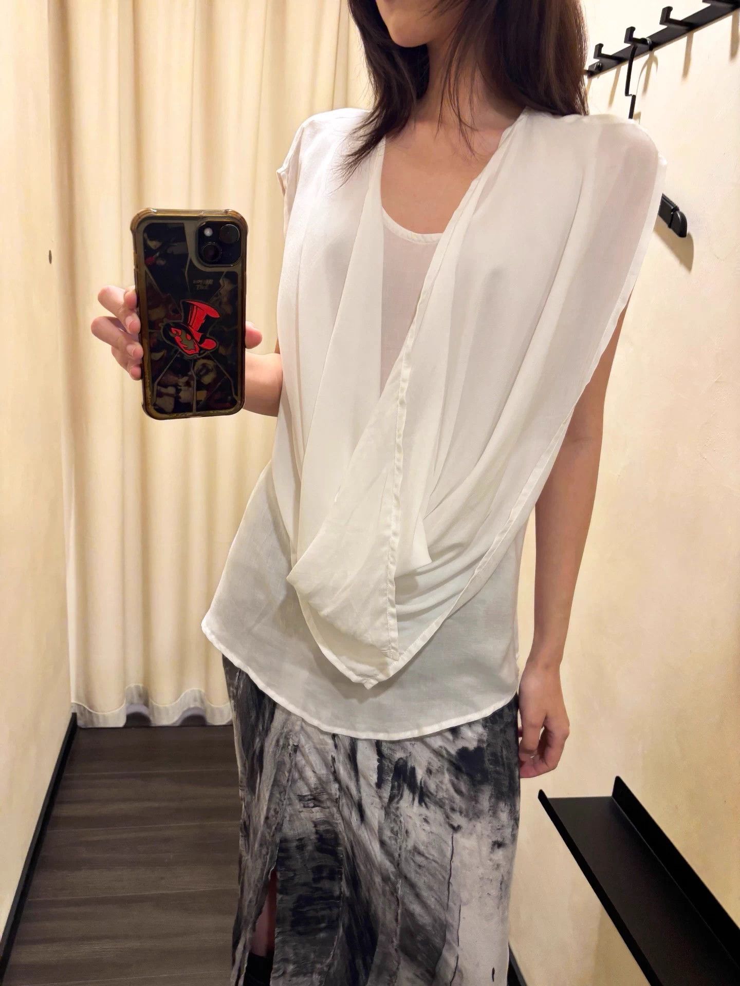 Limi Feu LIMI FEU Tencel Drop Shoulder Mock Two-Piece Draped Neck Top S Size S / US 4 / IT 40 - 1 Thumbnail
