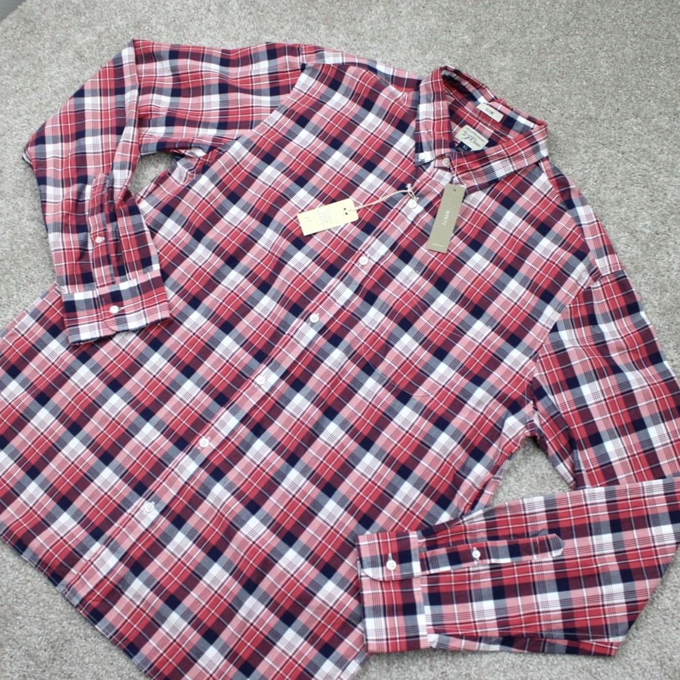 J.Crew J. Crew Shirt Mens XL Red/Blue Plaid Button-Up Slim Fit Cotton Long Sleeve Size US XL / EU 56 / 4 - 3 Thumbnail