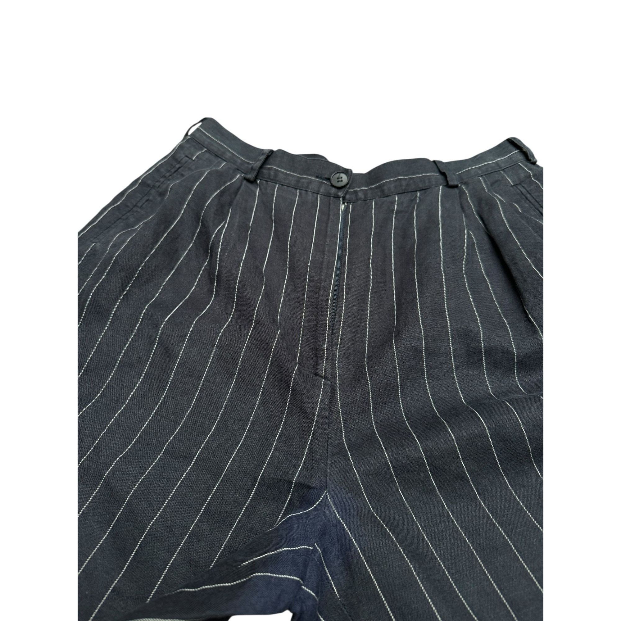 Yves Saint Laurent Vintage Navy Striped Linen Pants Size 28" / US 6 / IT 42 - 5 Thumbnail