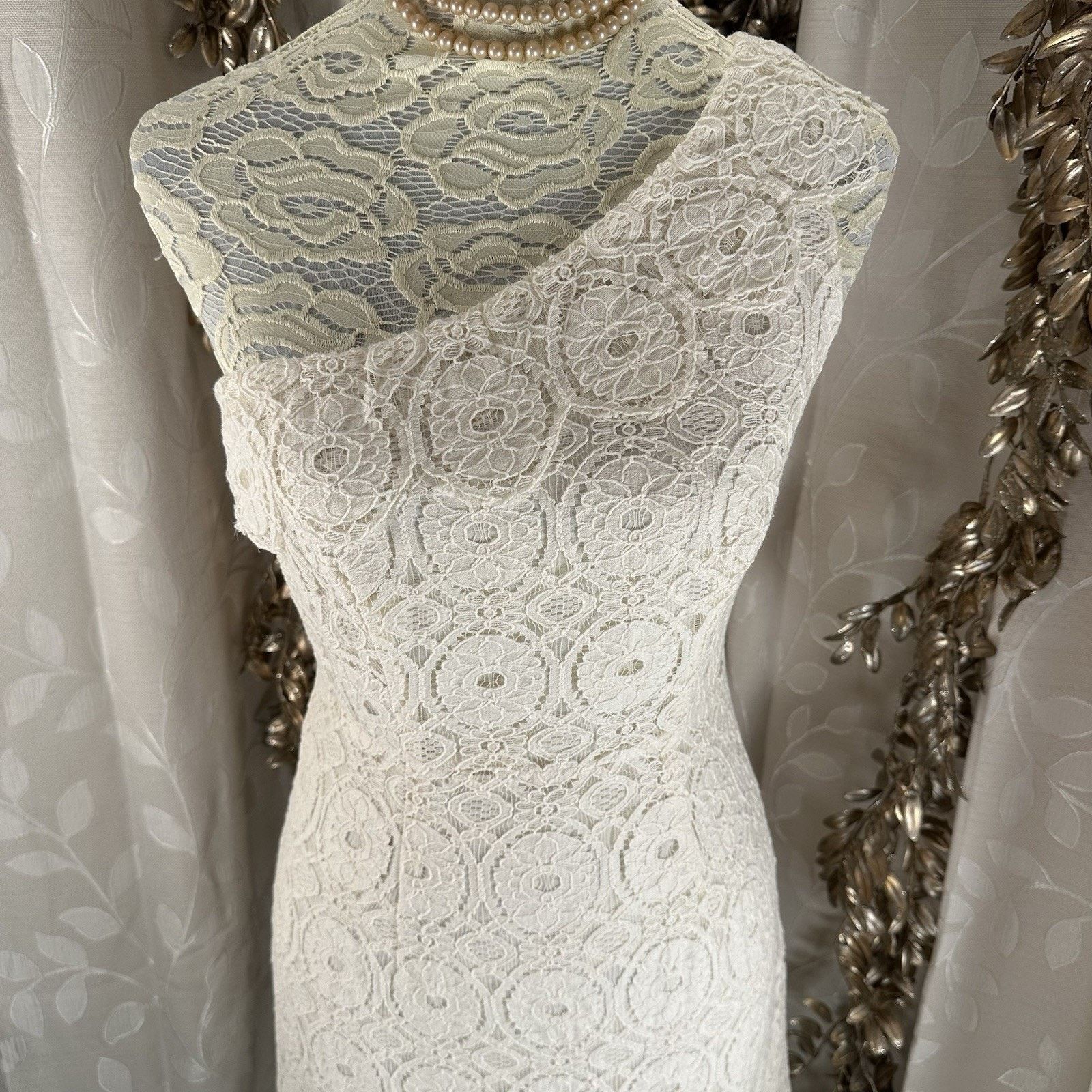 Merona Merona Women’s 6 Off-White Lace Crochet One-Shoulder Size M / US 6-8 / IT 42-44 - 6 Thumbnail