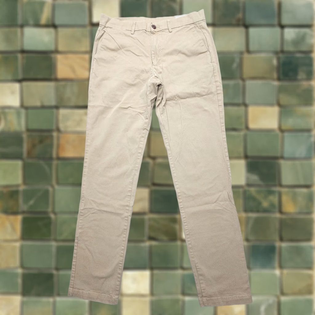Gap Gap Chino Pants Mens 32 x 34 Tan Cotton Stretch Twill Straight Regular Flat Front Vintage No Size US 32 / EU 48 - 1 Thumbnail