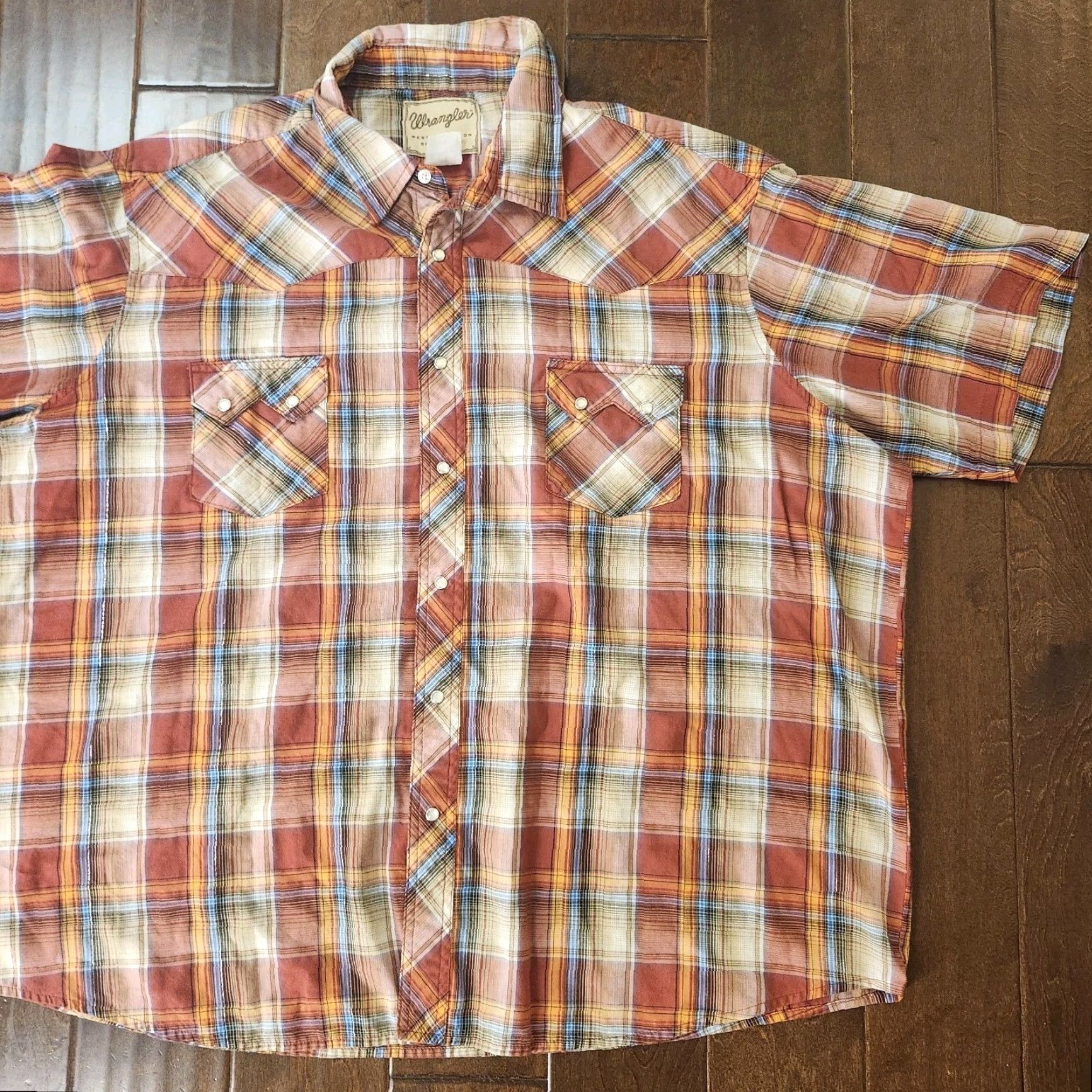 Wrangler Wrangler Western Plaid Snap Shirt Mens XL Short Sleeve Multicolor Button-Up Casual Workwear Spring Fall Summer Mens XL Size US XL / EU 56 / 4 - 4 Thumbnail