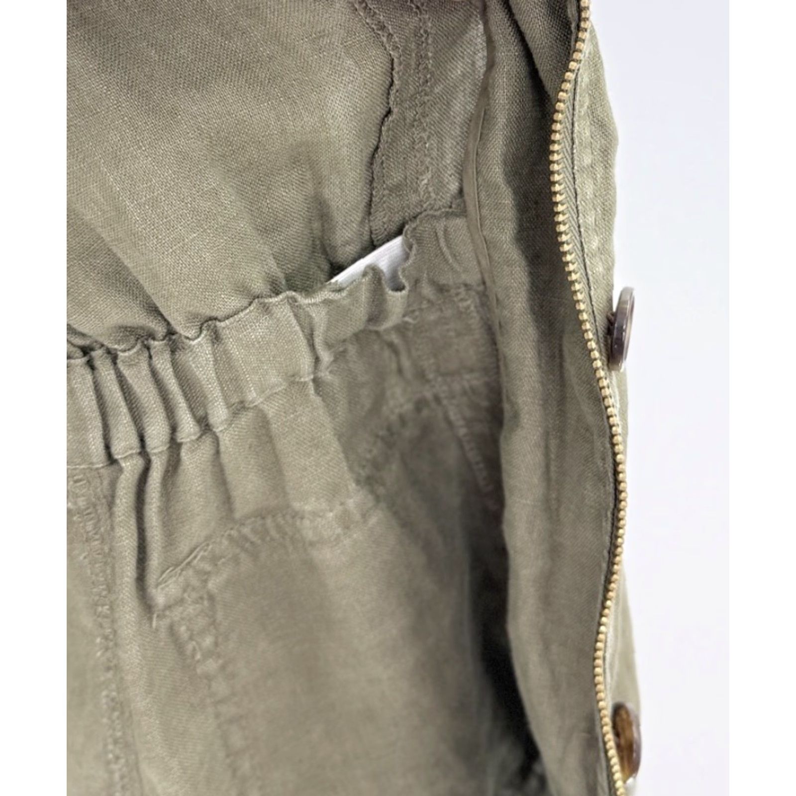 Vintage INC International Concepts Jacket Military Linen Green 100% Linen M Zip Pockets Collared Solid Green Women Adult Regular Modern Style Size M / US 6-8 / IT 42-44 - 5 Thumbnail