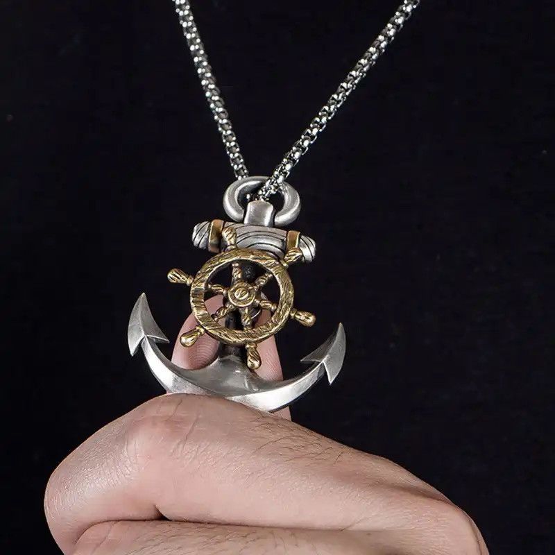 Jewelry × Vintage Vintage Punk Mythology Pirate Anchor Rudder Pendant Necklace Size ONE SIZE - 1 Thumbnail