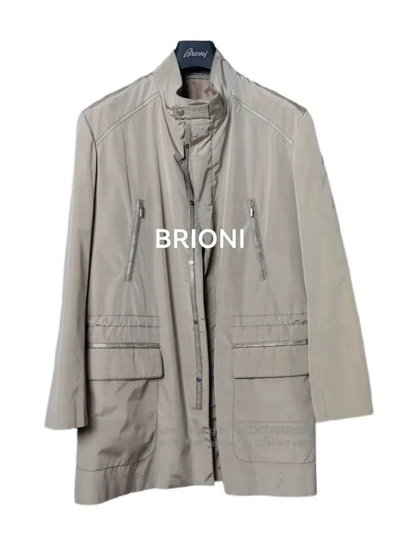 Brioni Brioni Crocodile leather patchwork wool and silk coat Size US L / EU 52-54 / 3 - 1 Thumbnail