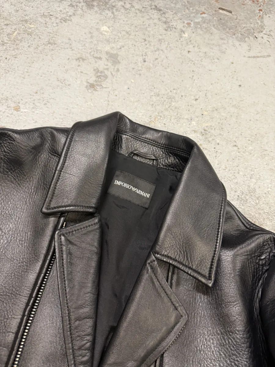 Emporio Armani SS2015 Emporio Armani Black Asymmetrical Biker Leather Jacket Size US L / EU 52-54 / 3 - 9 Thumbnail