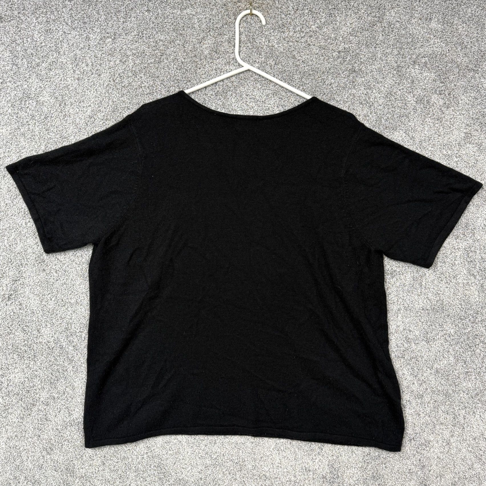 Lee Kathie Lee Sweater Top Women 18W/20W Plus Size Black Scoop Neck Classic Layering Pullover Knit Short Sleeve Slim Fit Casual Office Womens Size XXL / US 16-18 / IT 52-54 - 7 Thumbnail