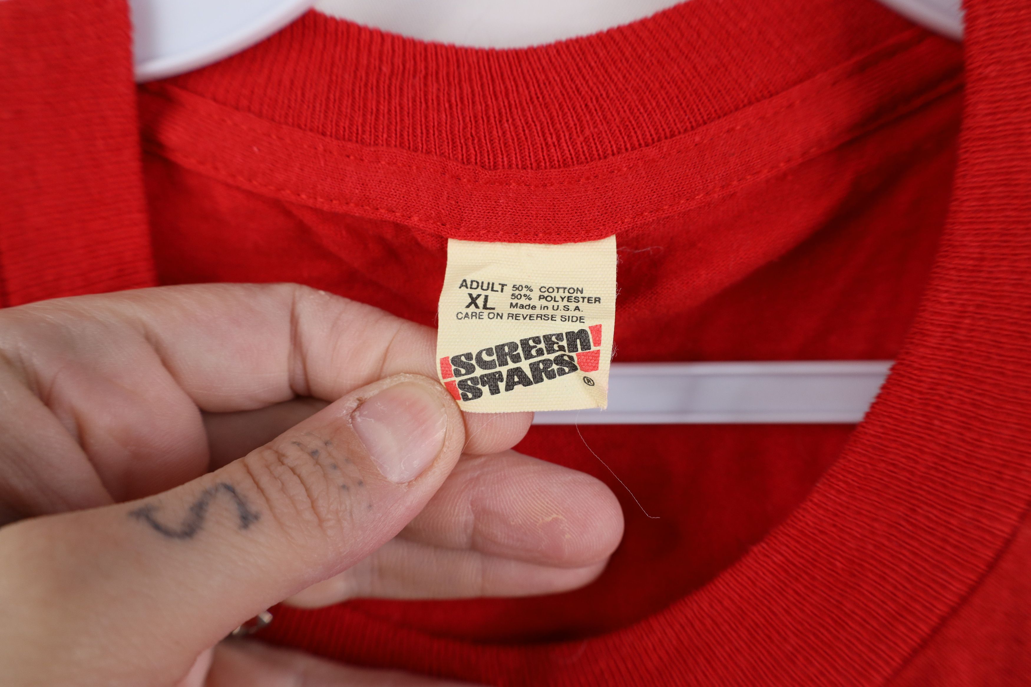 Vintage Vintage 80s Spell Out Teamsters Local 20 T-Shirt Red USA Size US XL / EU 56 / 4 - 6 Thumbnail