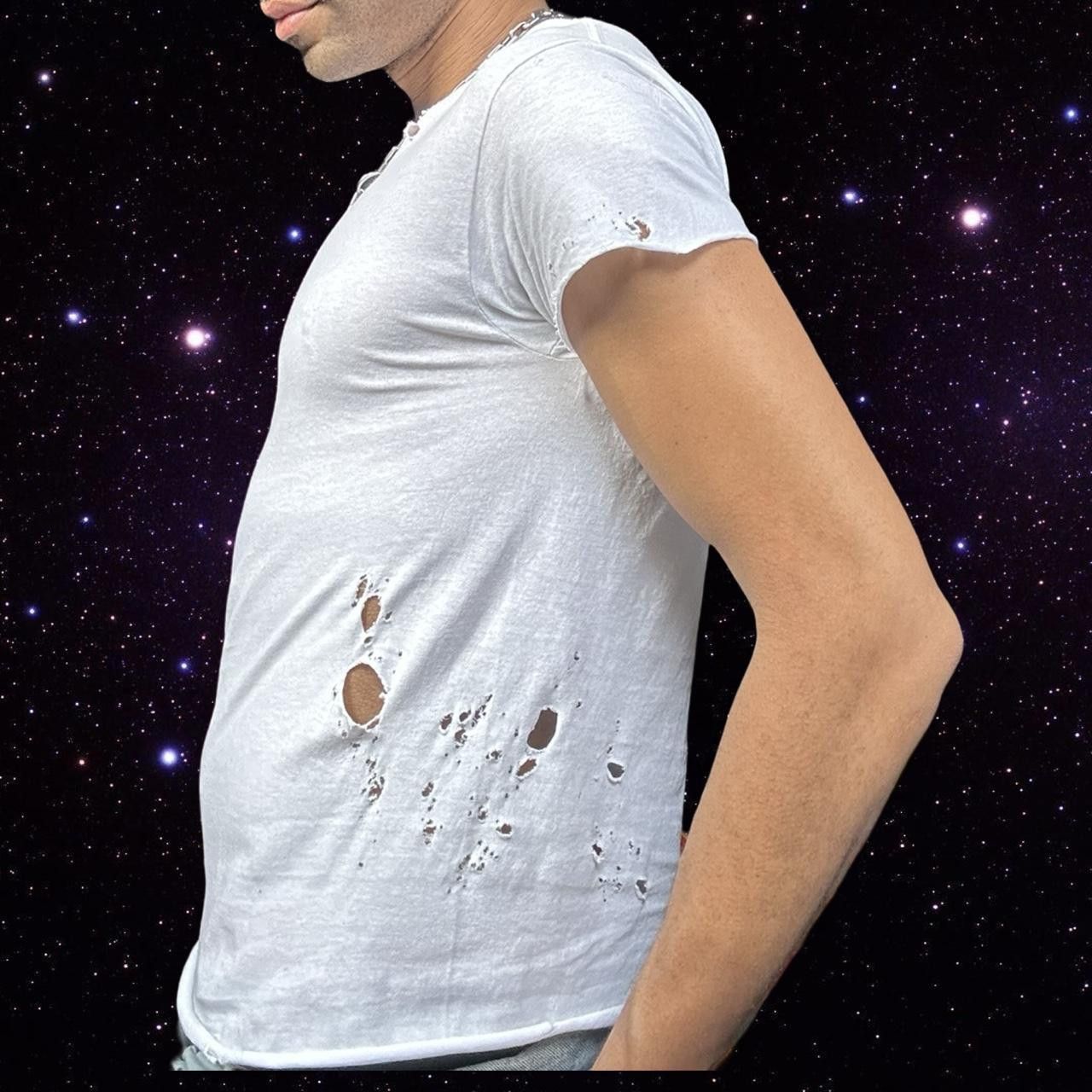 Hanes ASTROBOI* x Hanes White Ripped Grunge T-shirt - Medium Size US M / EU 48-50 / 2 - 5 Thumbnail