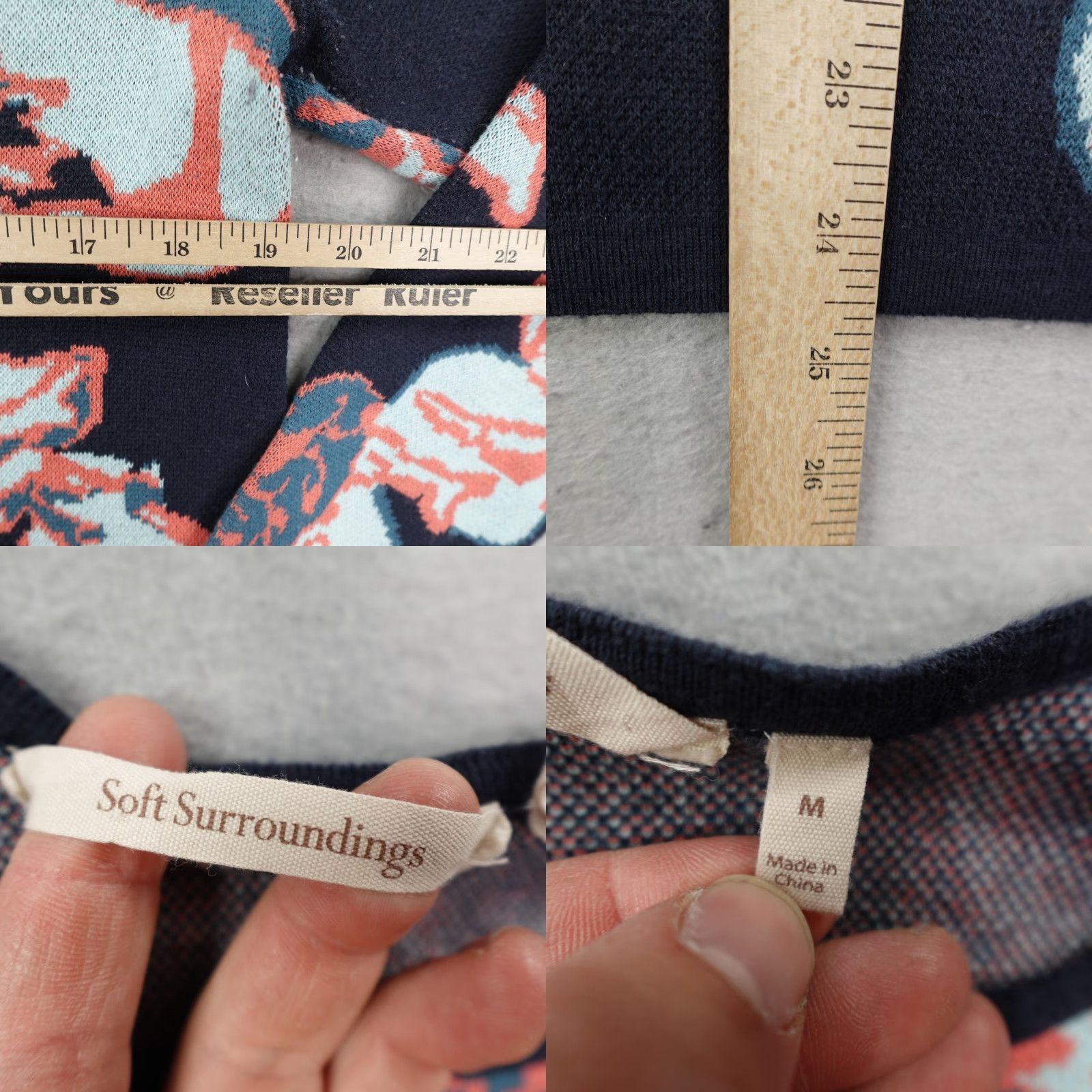 Soft Surroundings SOFT SURROUNDINGS Floral Sweater Pullover Womens Medium Navy Blue Lightweight Casual Size M / US 6-8 / IT 42-44 - 8 Thumbnail