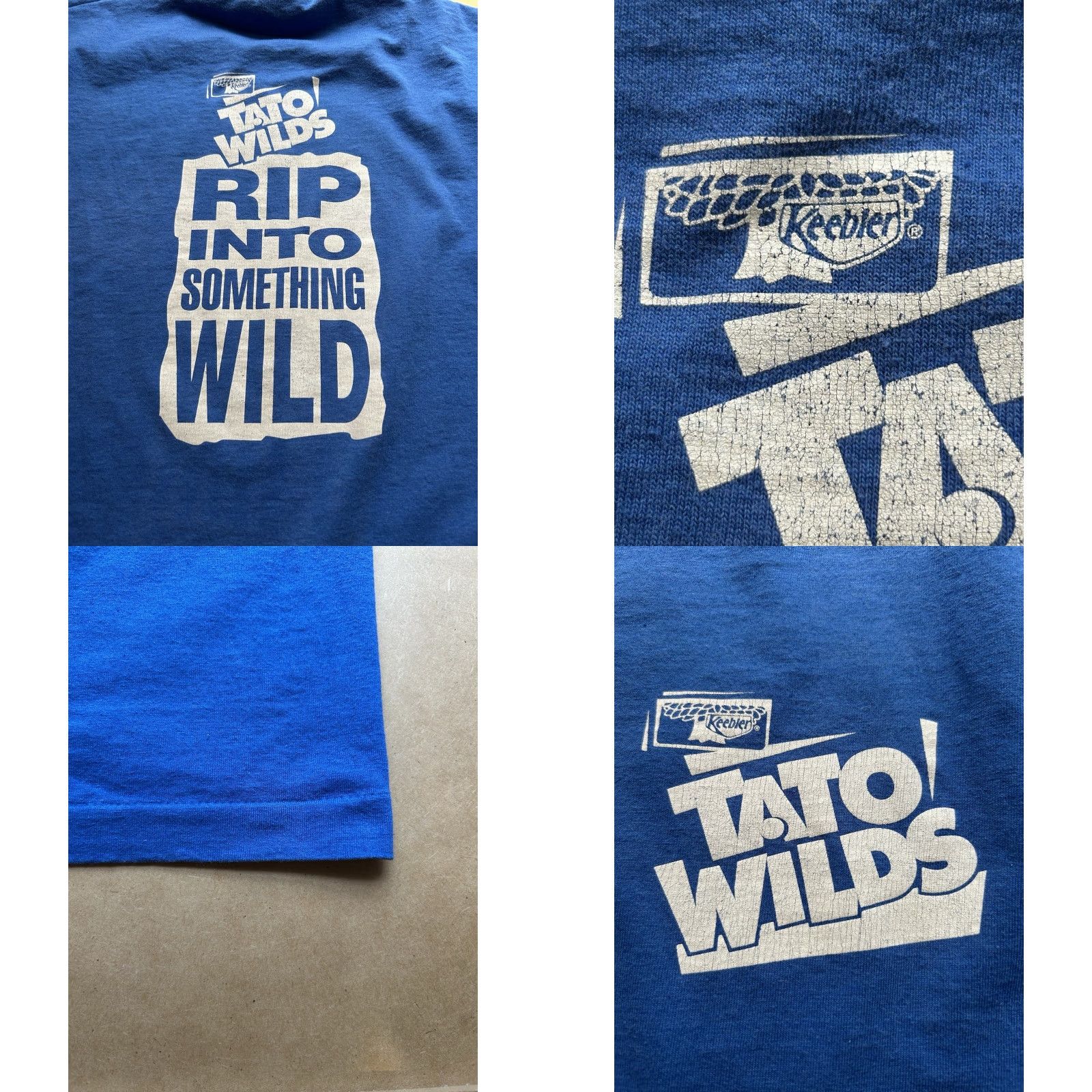 Fruit Of The Loom VINTAGE 90s Keebler Tato Wild Shirt Men XL Blue Double-Sided Knit Cotton 1990s Promotional Keebler Logo USA Men XL Blue Shirt Size US XL / EU 56 / 4 - 11 Thumbnail