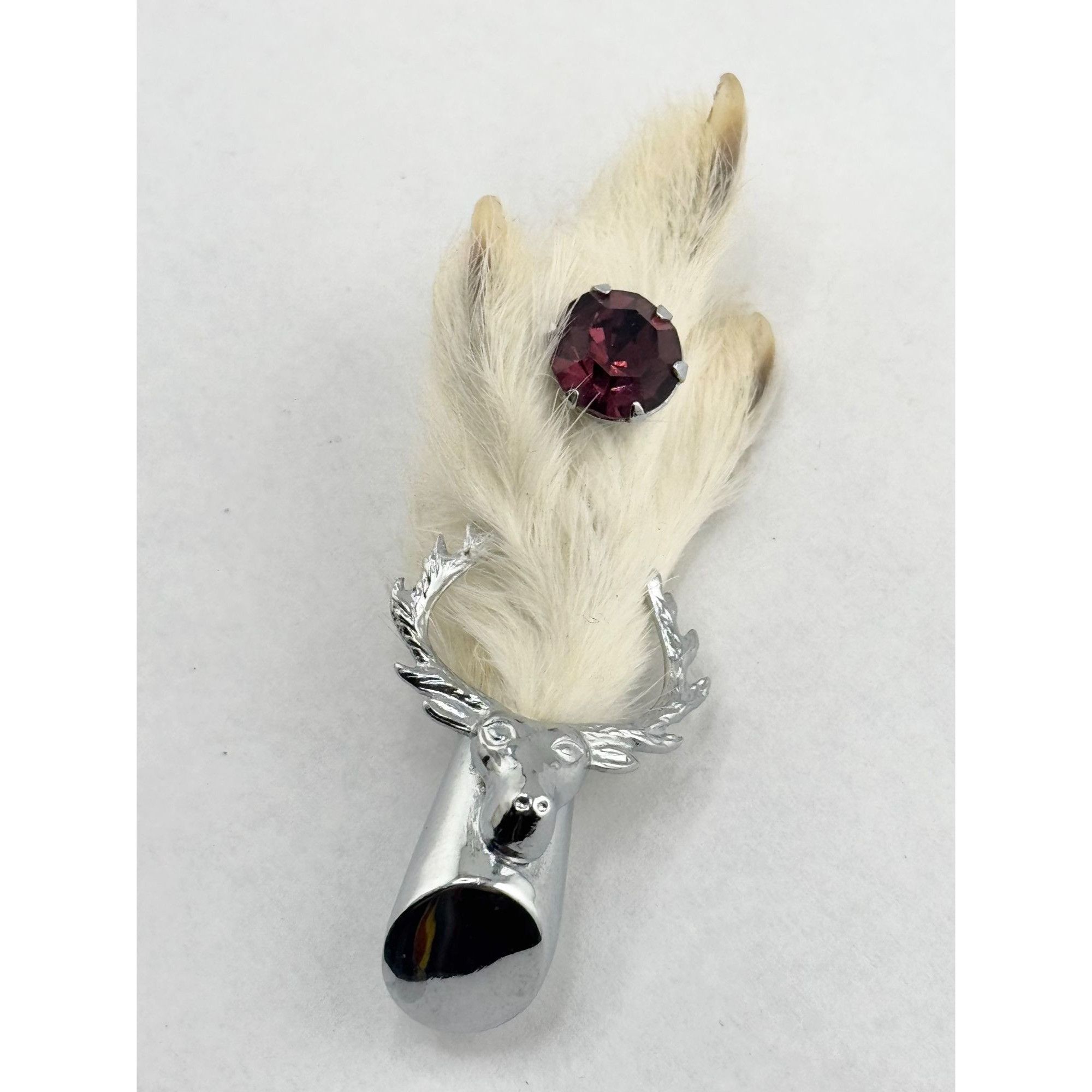 Estate WB Scottish Order of Elks stag lucky fur foot rhinest