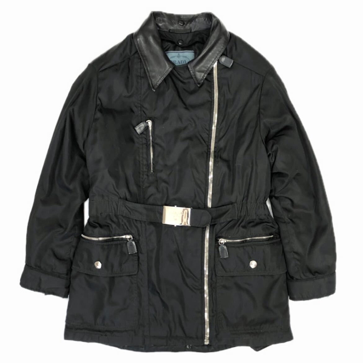 Prada Prada FW93/94 belted nylon leather coat Size M / US 6-8 / IT 42-44 - 3 Thumbnail