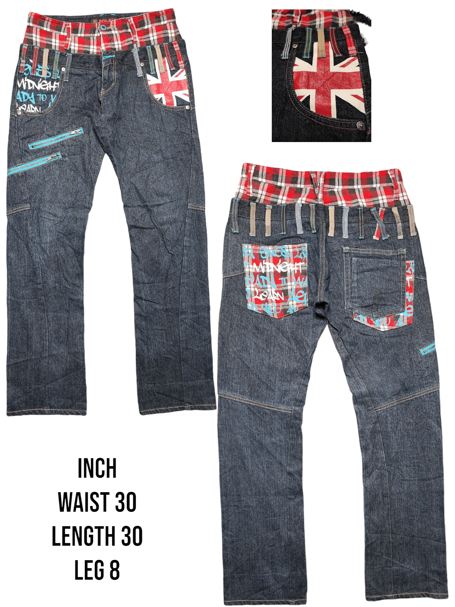 Japanese Brand CRAZY VINTAGE DOUBLE WAIST UNITED KINGDOM FLAG Size US 30 / EU 46 - 1 Thumbnail