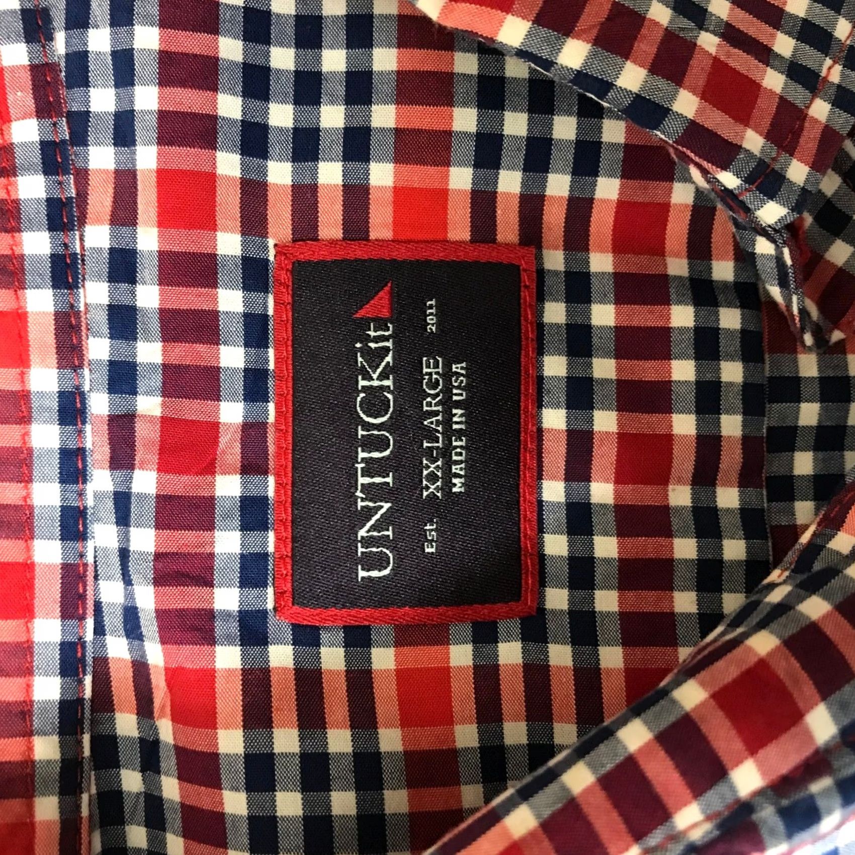UNTUCKit UNTUCKit Shirt Plaid Long Sleeve Button-Down XX Large Red Blue Mens Regular Casual Workwear Made in USA Size US XXL / EU 58 / 5 - 7 Thumbnail