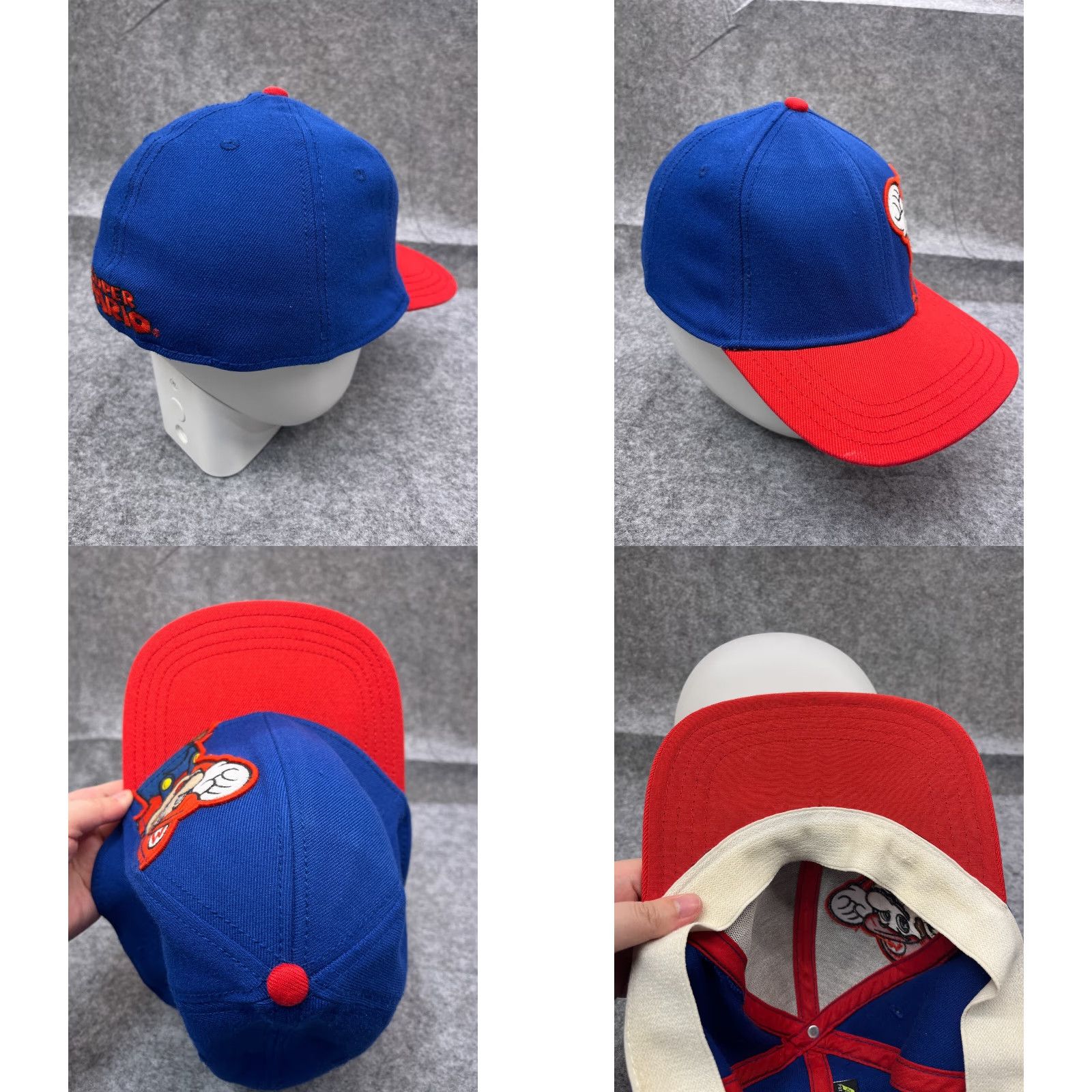 Vintage Bioworld Nintendo Super Marios Hat Cap Fitted Adult One Size Blue Acrylic Spandex Stretch Twill Baseball Cap Mens 90s Video Game Classic Theme cap Size ONE SIZE - 8 Thumbnail