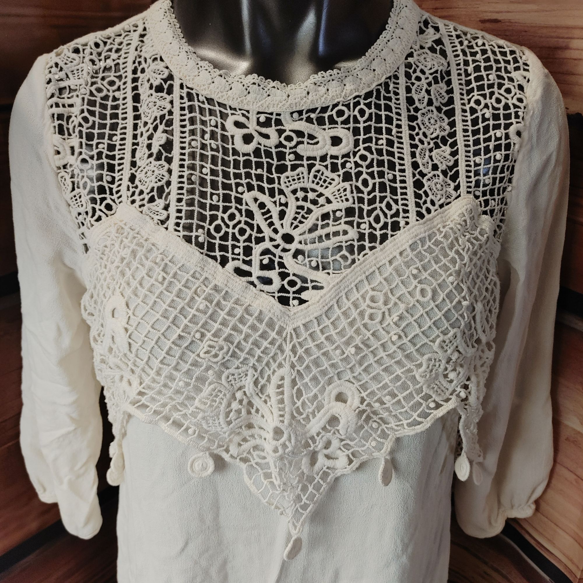 H&M H&M Women's White Lace Top 3/4 Sleeve Midi Dress 12 Size XL / US 12-14 / IT 48-50 - 4 Thumbnail