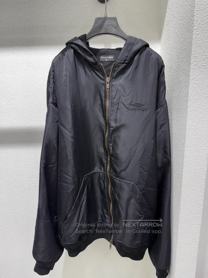 Balenciaga Black Embroidered Nylon Cotton Jacket