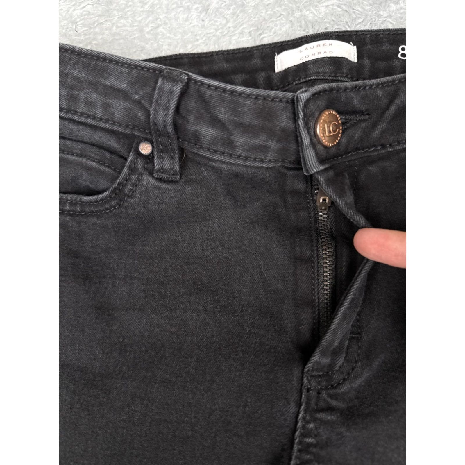 Vintage LC Lauren Conrad Kick Boot Jeans Womens 8 Black Cotton Mid Rise Slim Stretch 30x25 Jeans Size 30" / US 8 / IT 44 - 5 Thumbnail