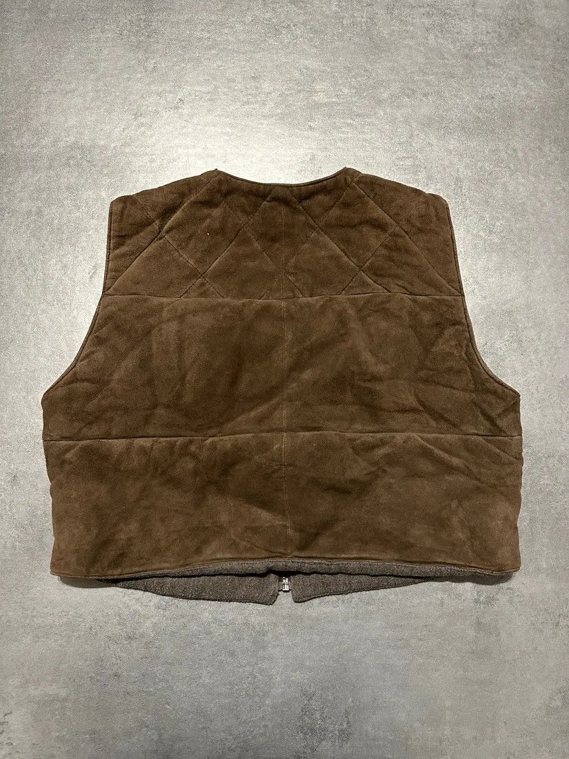 Emporio Armani × Vintage 1990s Emporio Armani Suede Brown Leather Vest Size US S / EU 44-46 / 1 - 3 Thumbnail