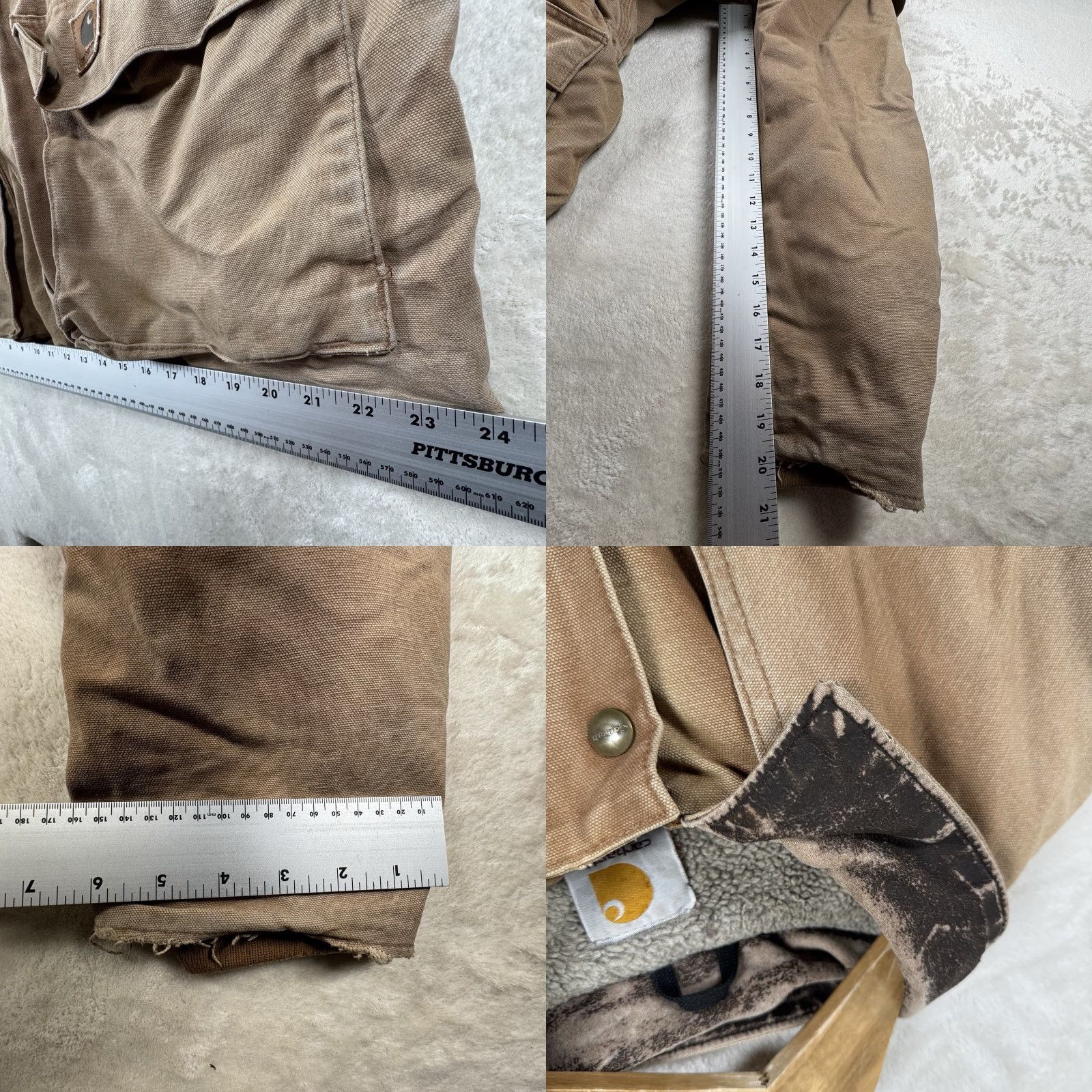 Carhartt VINTAGE Carhartt Ranch Hand Cattle Roper Coat Men's L Workwear Canvas Tan Grunge 90s Distressed Pocket Sherpa Lining Size US L / EU 52-54 / 3 - 9 Thumbnail