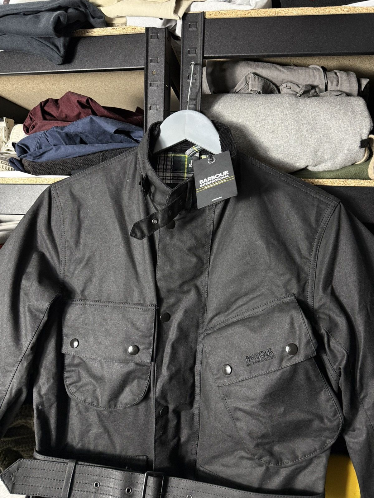 Barbour Barbour International A7 Wax Jacket Black Belted Moto Biker Size US S / EU 44-46 / 1 - 11 Thumbnail