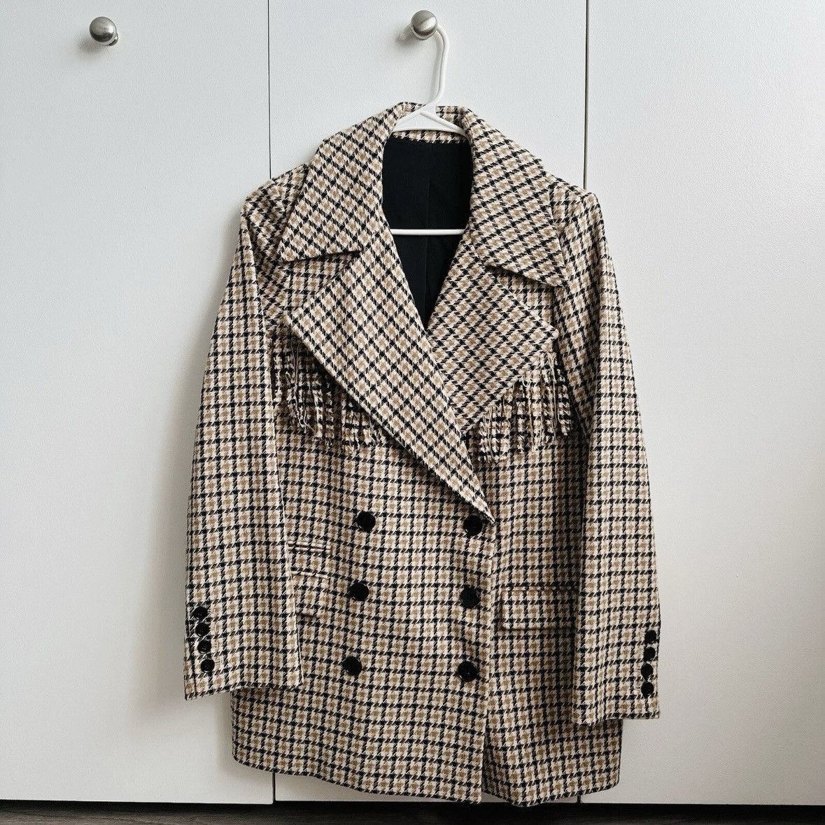 The Kooples The Kooples Patterned Formal Wool Jacket With Fringing Size XS / US 0-2 / IT 36-38 - 9 Thumbnail