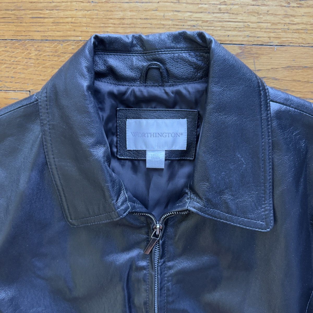 Worthington VTG 90’s Leather Jacket Size L / US 10 / IT 46 - 2 Thumbnail