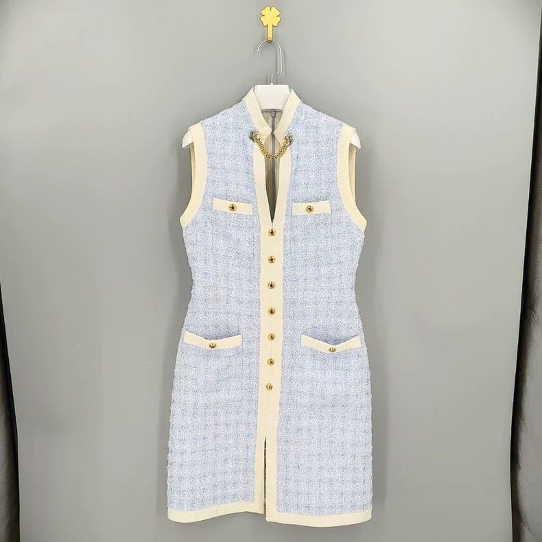 gucci light blue dress Blue GG Lamé Dress With Detachable Collar main image 0