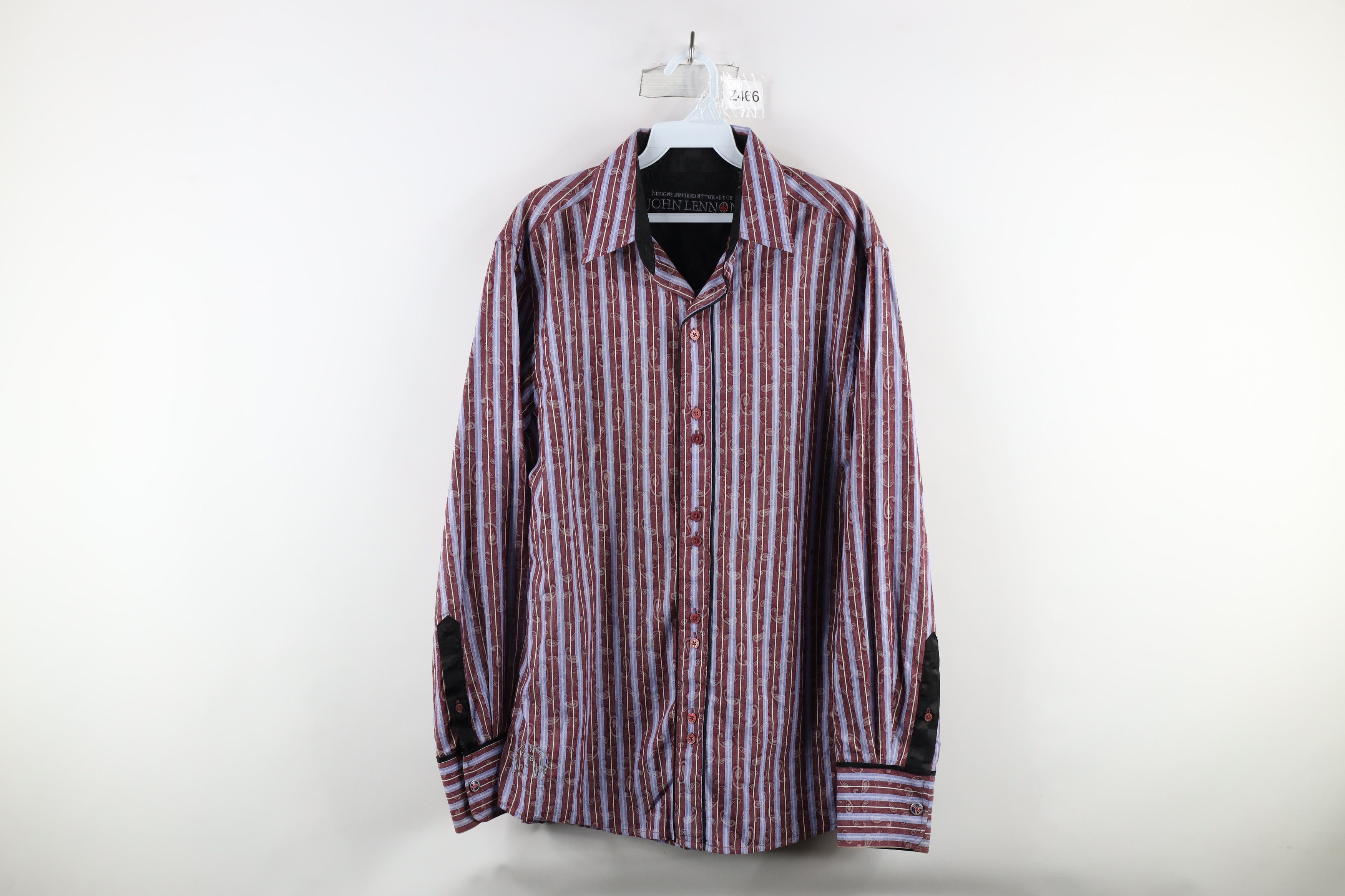 Vintage Vintage John Lennon Striped Paisley Collared Button Shirt Size US M / EU 48-50 / 2 - 1 Thumbnail