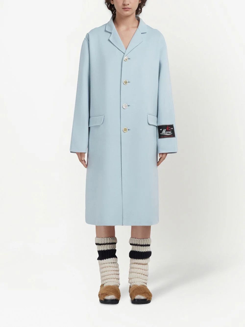 Marni o1srvl11e0624 Duster Coat in Light Blue Size S / US 4 / IT 40 - 2 Thumbnail