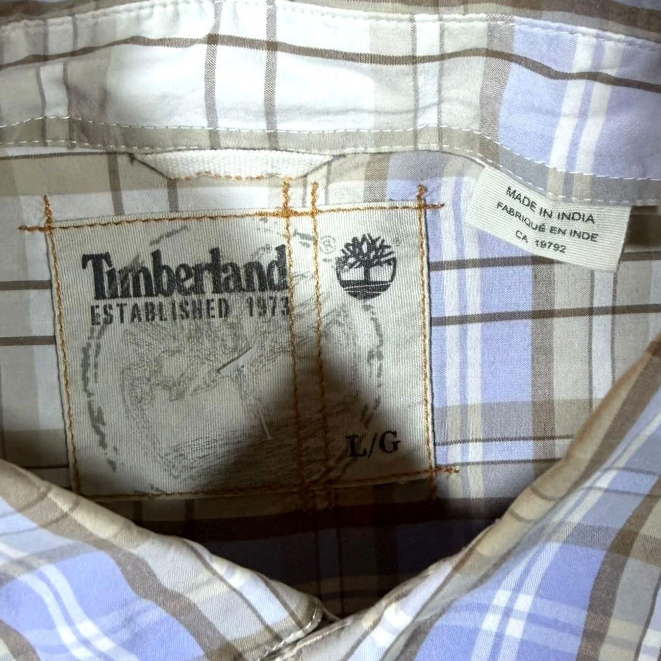 Timberland Timberland Button-Up Shirt Mens XL L Blue Beige White Check Cotton Long Sleeve Shirt Size US L / EU 52-54 / 3 - 3 Thumbnail