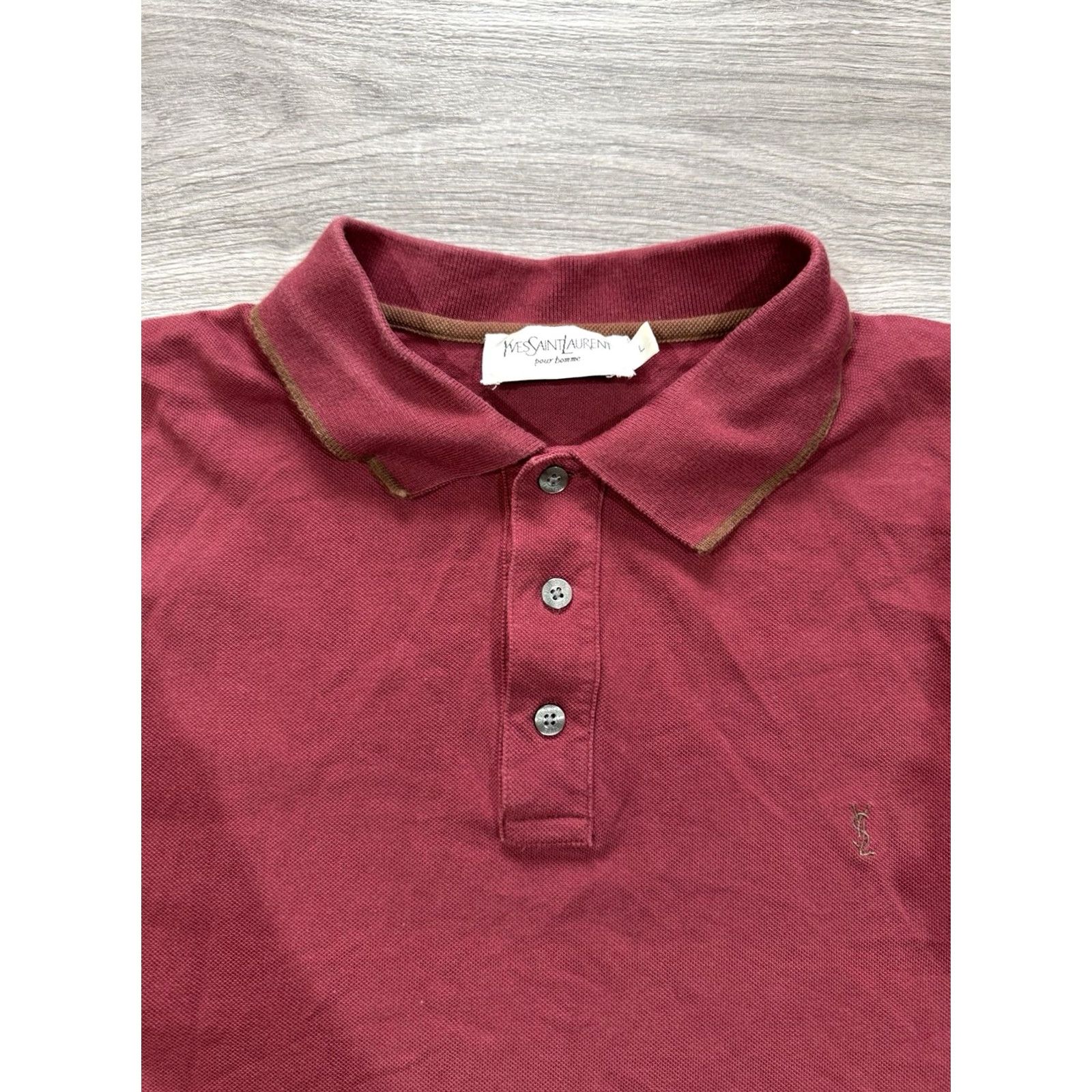 Vintage YSL Polo Shirt Short Sleeve Embroidered Small Logo Size L Burgundy Cotton Men Polo Shirt Short Sleeve Burgundy YSL Logo Polo Mens L Size US L / EU 52-54 / 3 - 6 Thumbnail